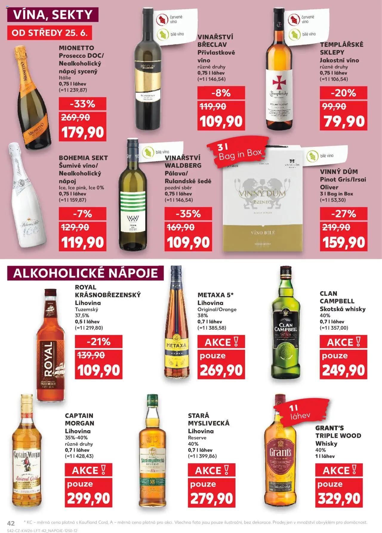 Kaufland leták od 25.06.2025 | Strana: 42 | Produkty: Bílé víno, Sekt, Červené víno, Láhev