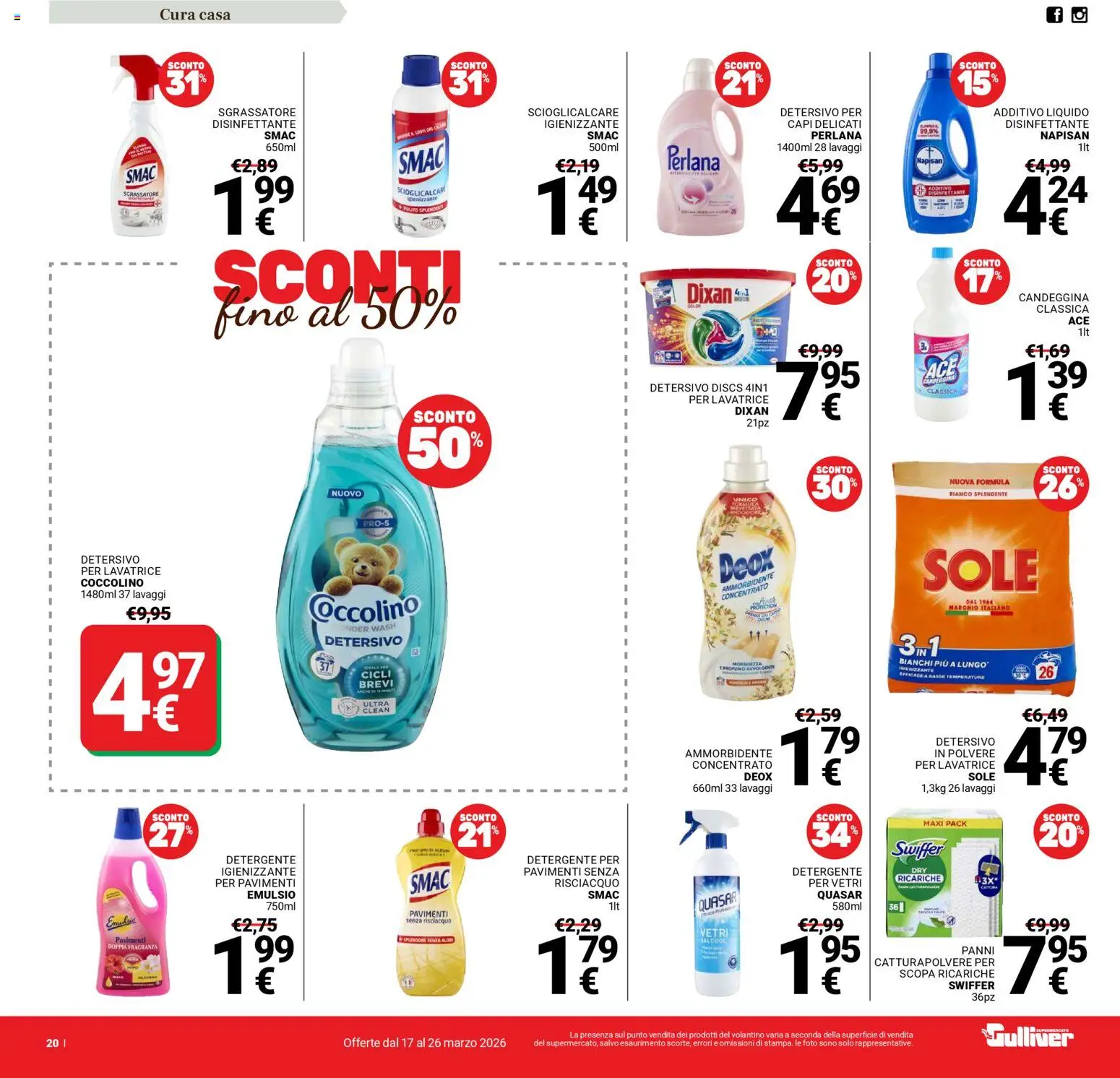 Volantino Gulliver del 17.03.2026 | Pagina: 20 | Prodotti: Ammorbidente, Sgrassatore, Scopa, Fragranza