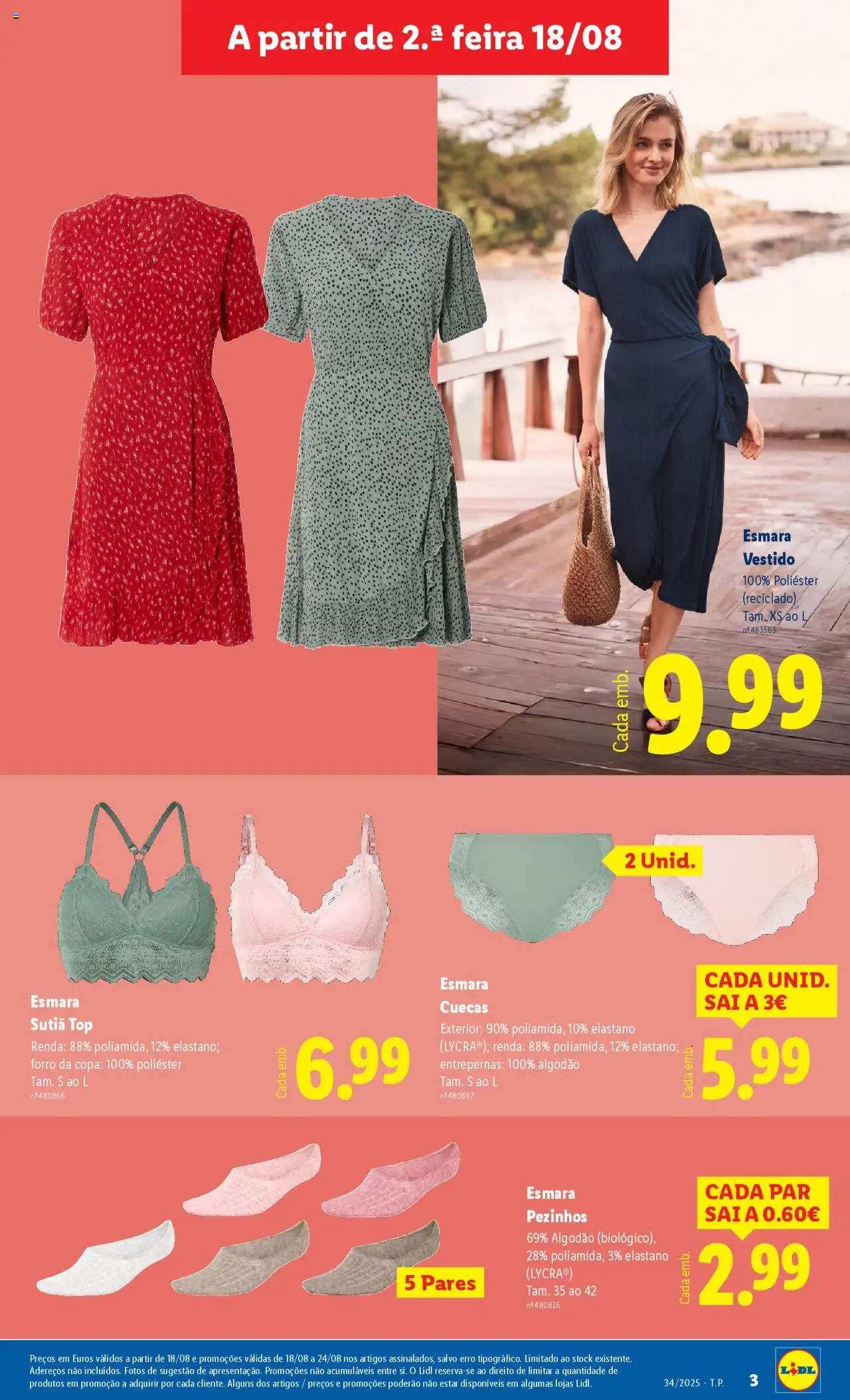 Lidl Novidades │ válido de 18.08.2025 | Página: 3 | Produtos: Top, Algodão, Saia, Cuecas