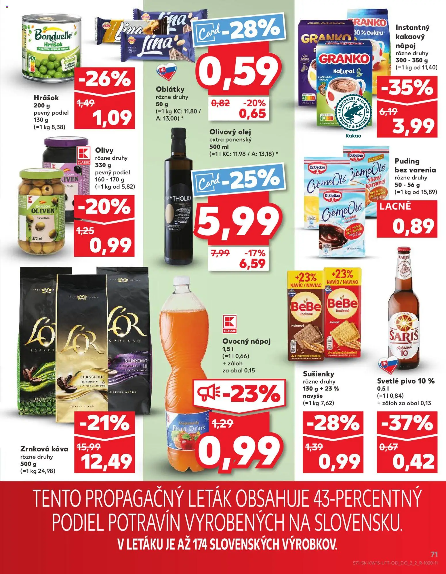 Nové Kaufland akcie – leták je platný od 09.04.2026 | Strana: 71 | Produkty: Pivo, Olej, Káva, Granko