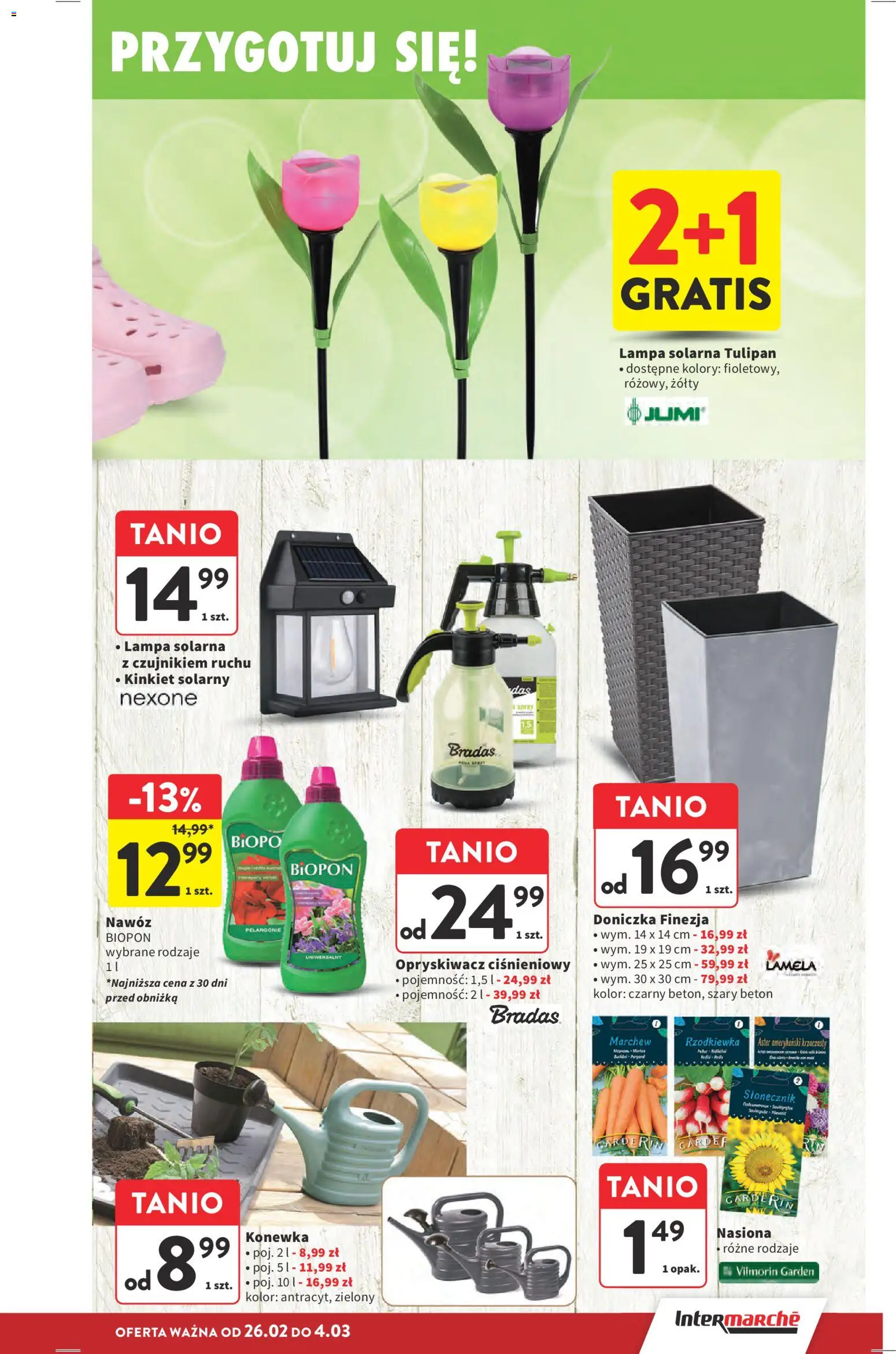 Intermarche Gazetka od 26.02.2026 | Strona: 41 | Produkty: Lampa solarna, Nasiona, Doniczka, Lampa