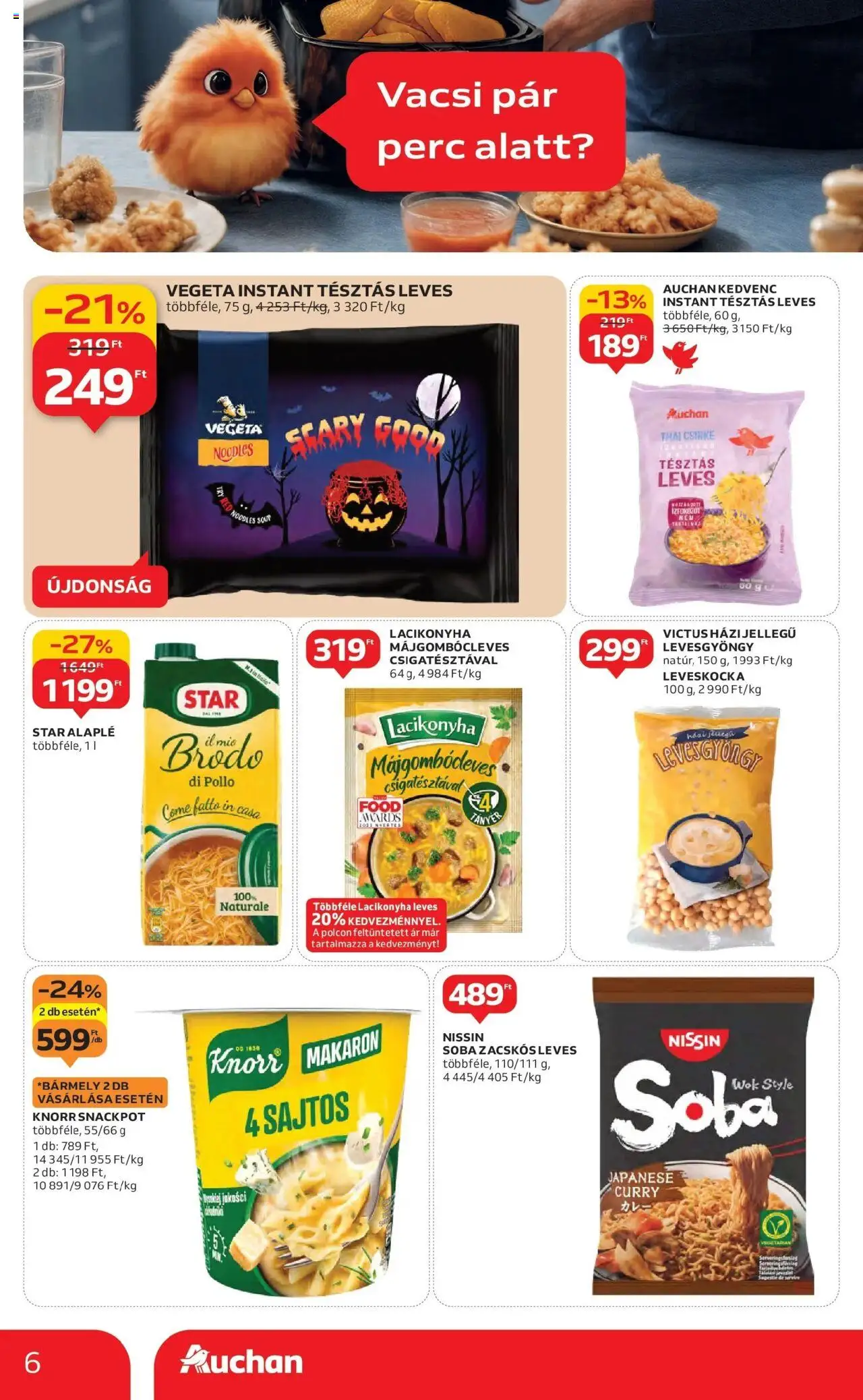 Auchan akciós ujság - amely érvényes a következő dátumtól: 16.10.2025 | Oldal: 6 | Termékek: Vegeta, Leveskocka