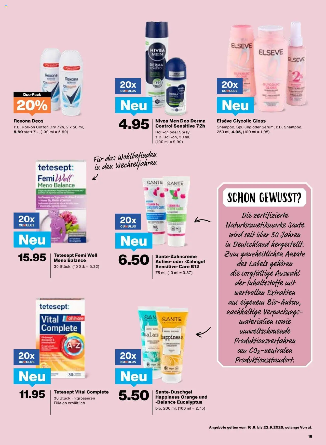 Migros Aktionen – gültig ab 16.09.2025 | Seite: 19 | Produkte: Deodorant, Shower Gel, Spülung
