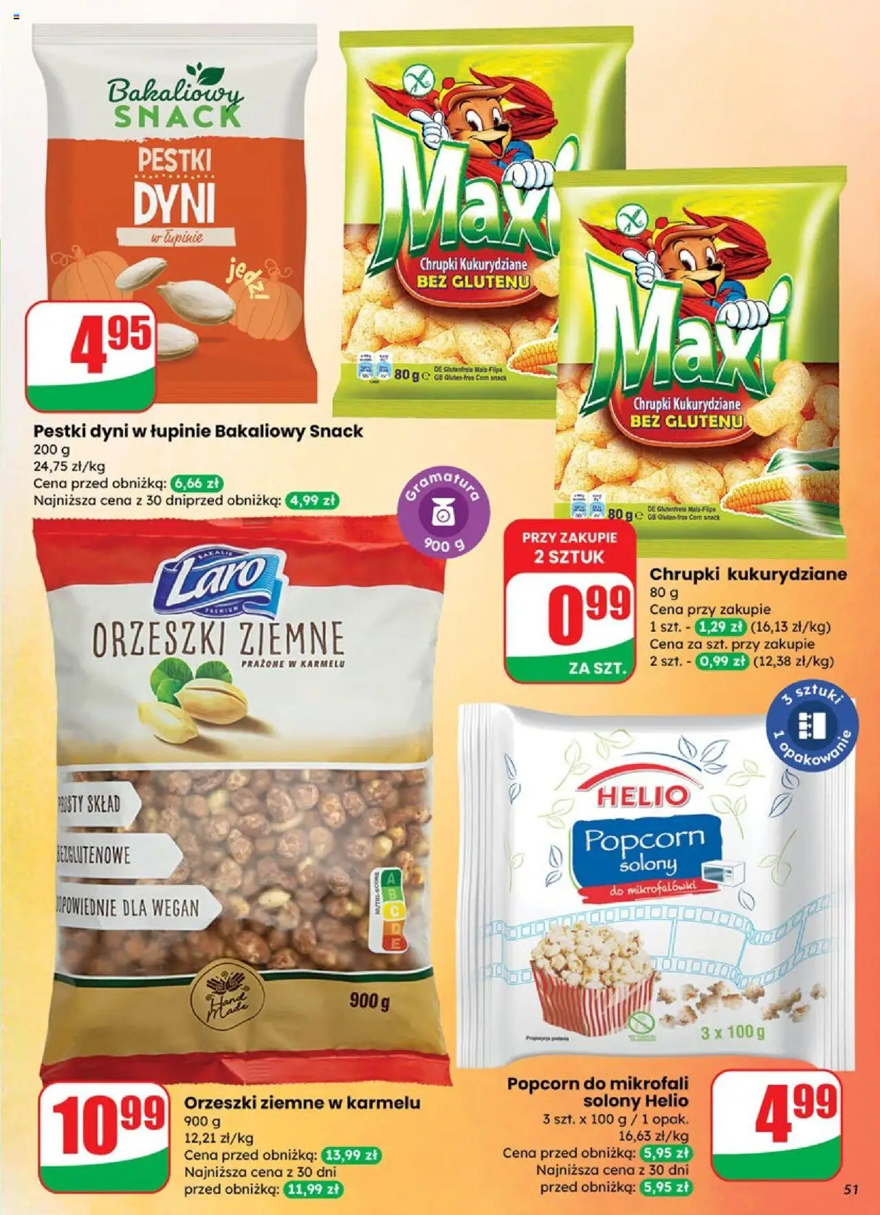 Dino Gazetka od 01.10.2025 | Strona: 51 | Produkty: Chrupki, Orzeszki ziemne, Popcorn, Pestki dyni