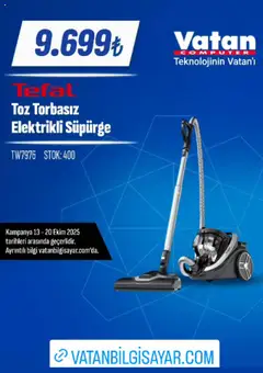 13.10.2025 tarihinden itibaren geçerli olan Vatan Bilgisayar kataloğu önizlemesi | Sayfa: 5 | Ürünler: Elektrikli süpürge