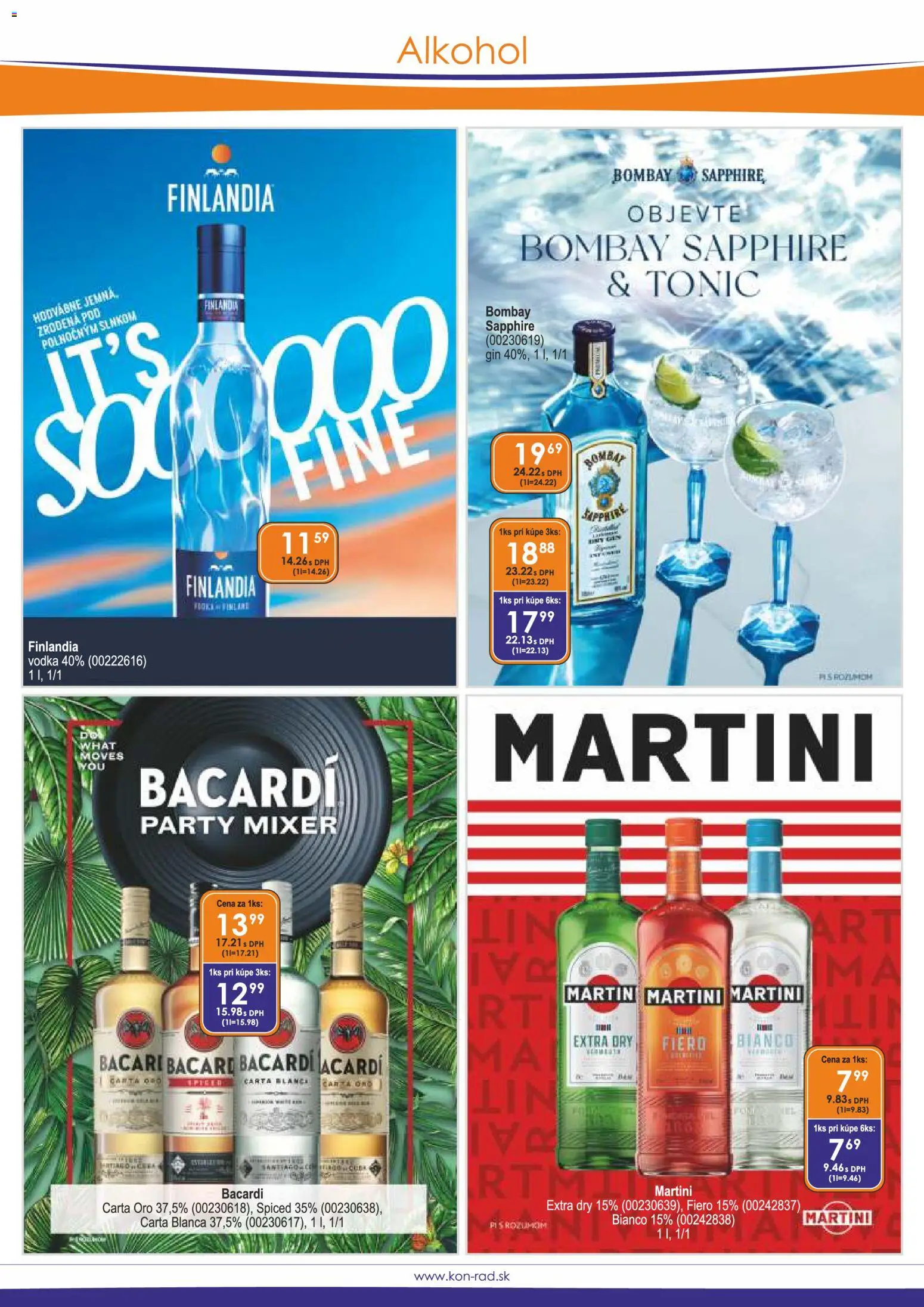 Nové KON - RAD akcie – leták je platný od 01.12.2025 | Strana: 10 | Produkty: Mixér, Gin, Alkohol, Bacardi
