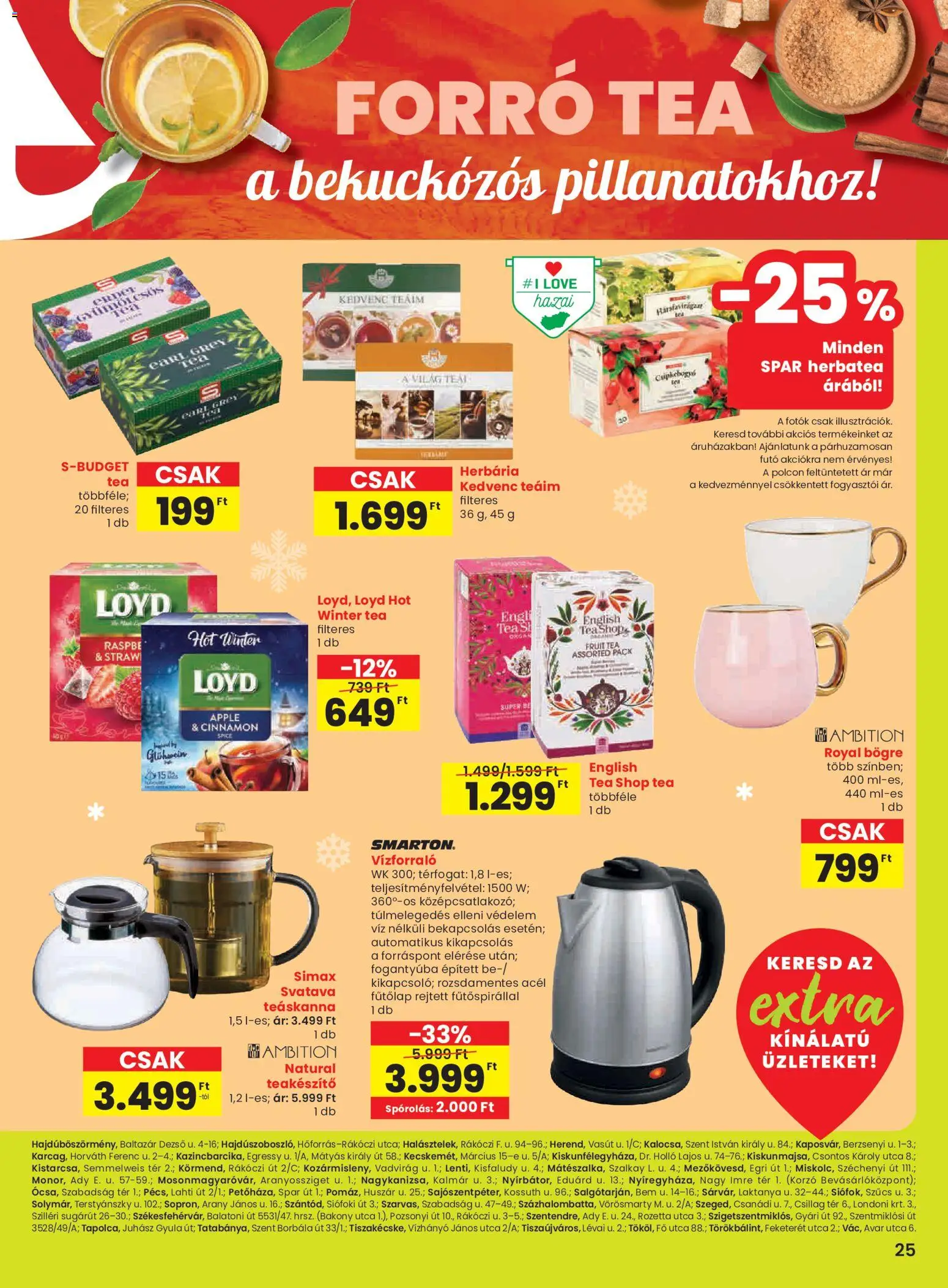 Spar akciós ujság - amely érvényes a következő dátumtól: 02.01.2026 | Oldal: 6 | Termékek: Vízforraló, Teáskanna, Bögre, Tea