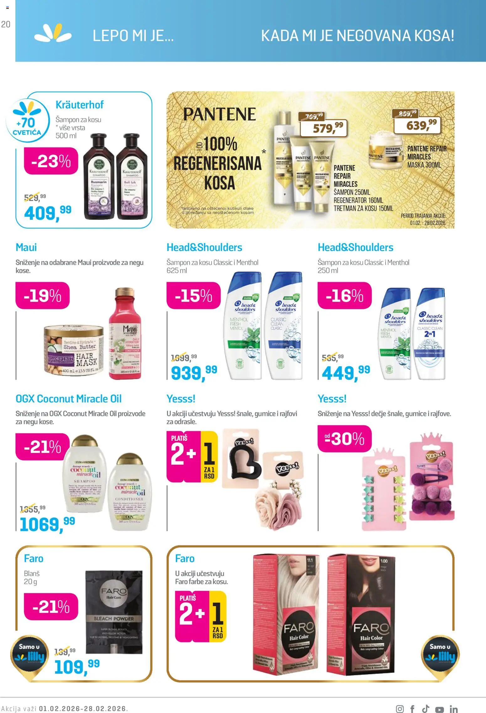 Lilly drogerie katalog - važi od 01.02.2026 | Strana: 20 | Proizvode: Pantene, Beli luk, Šampon, Maska