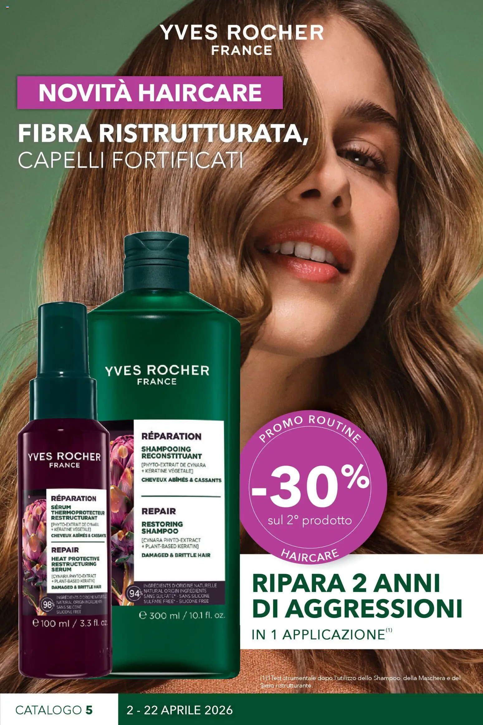 Volantino Yves Rocher del 02.04.2026 | Pagina: 1 | Prodotti: Shampoo, Maschera, Silicone