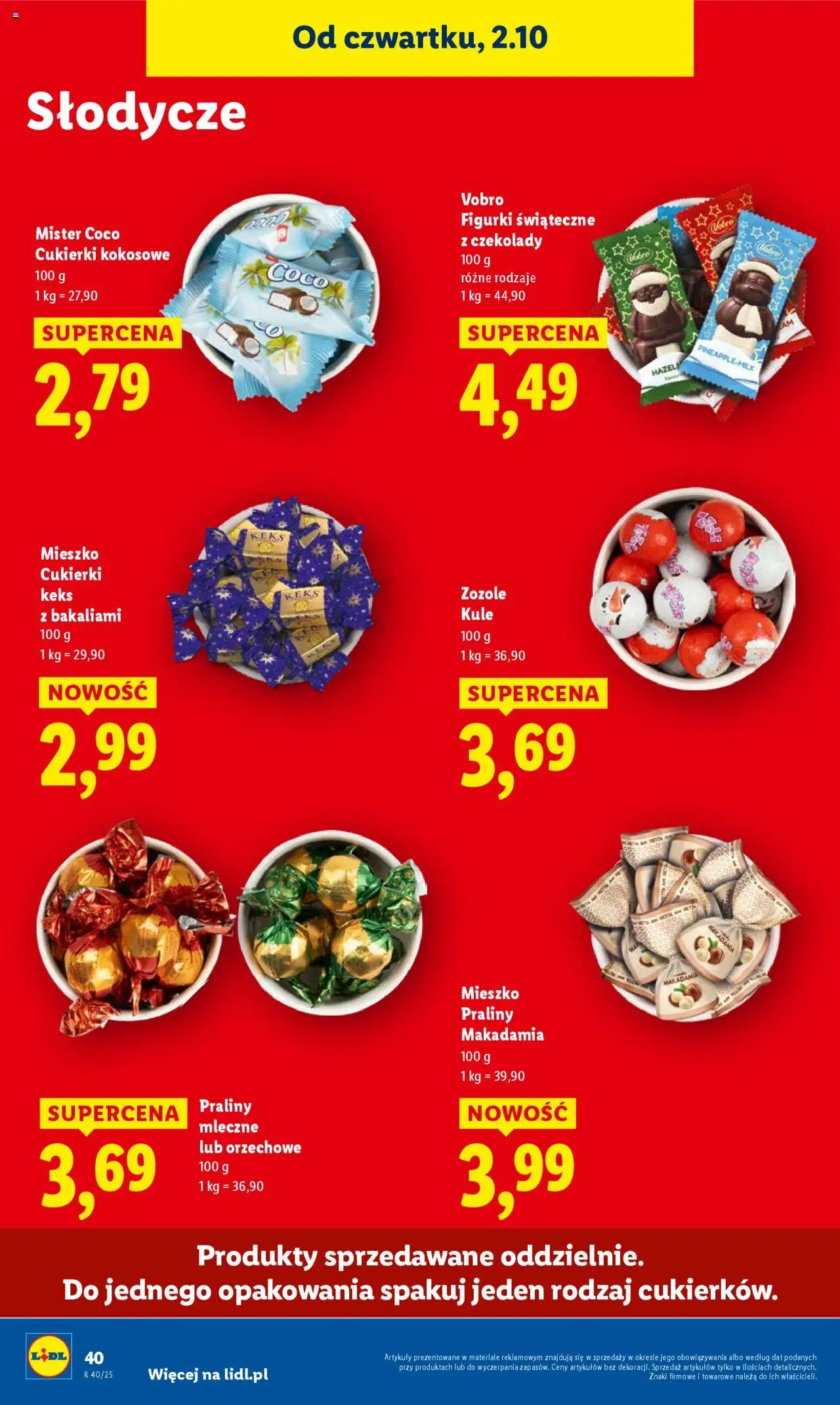 Lidl Gazetka od 02.10.2025 | Strona: 44 | Produkty: Słodycze, Cukierki kokosowe, Figurki, Cukierki