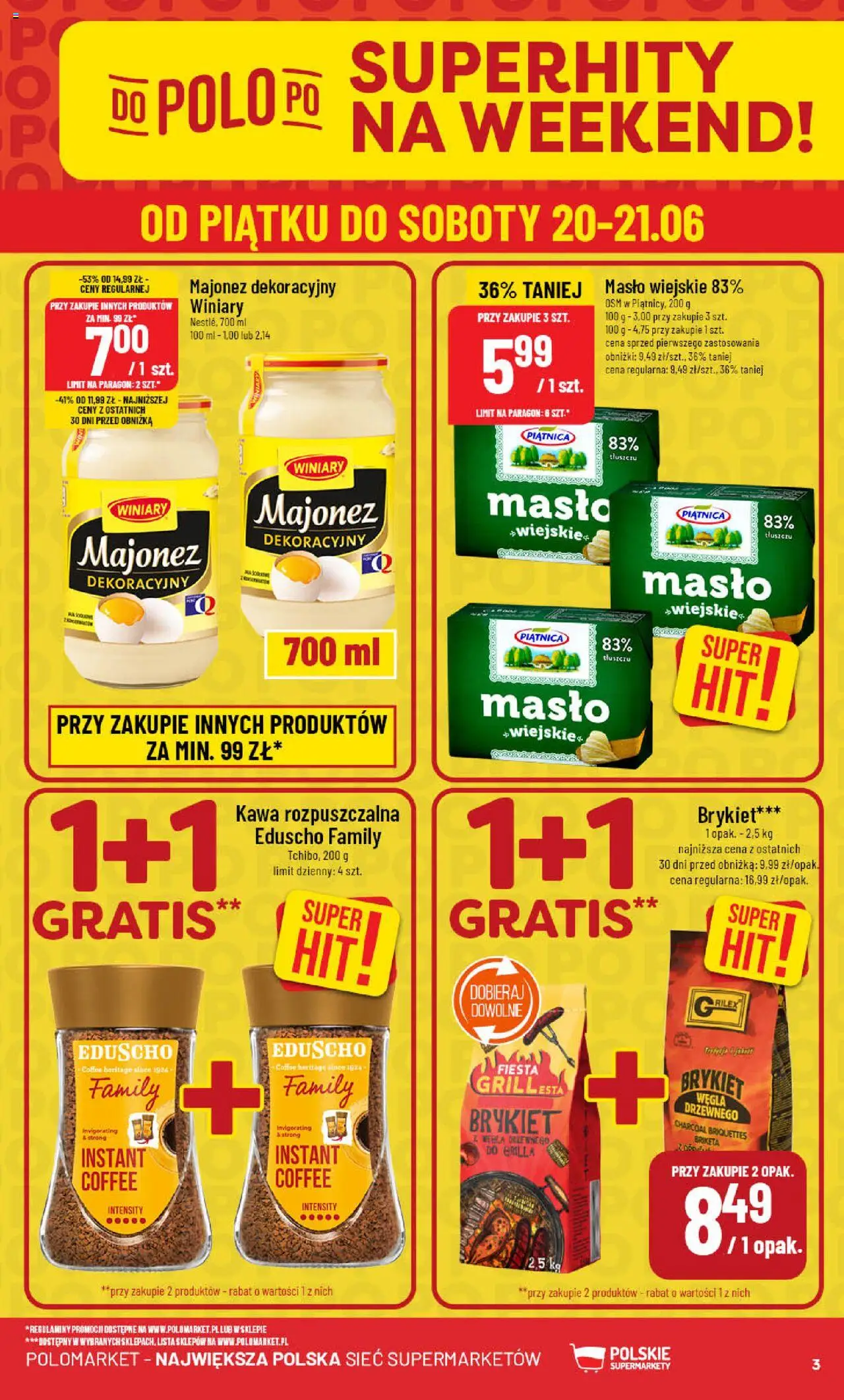 POLOmarket Gazetka od 18.06.2025 | Strona: 3 | Produkty: Grill, Kawa rozpuszczalna, Masło, Kawa