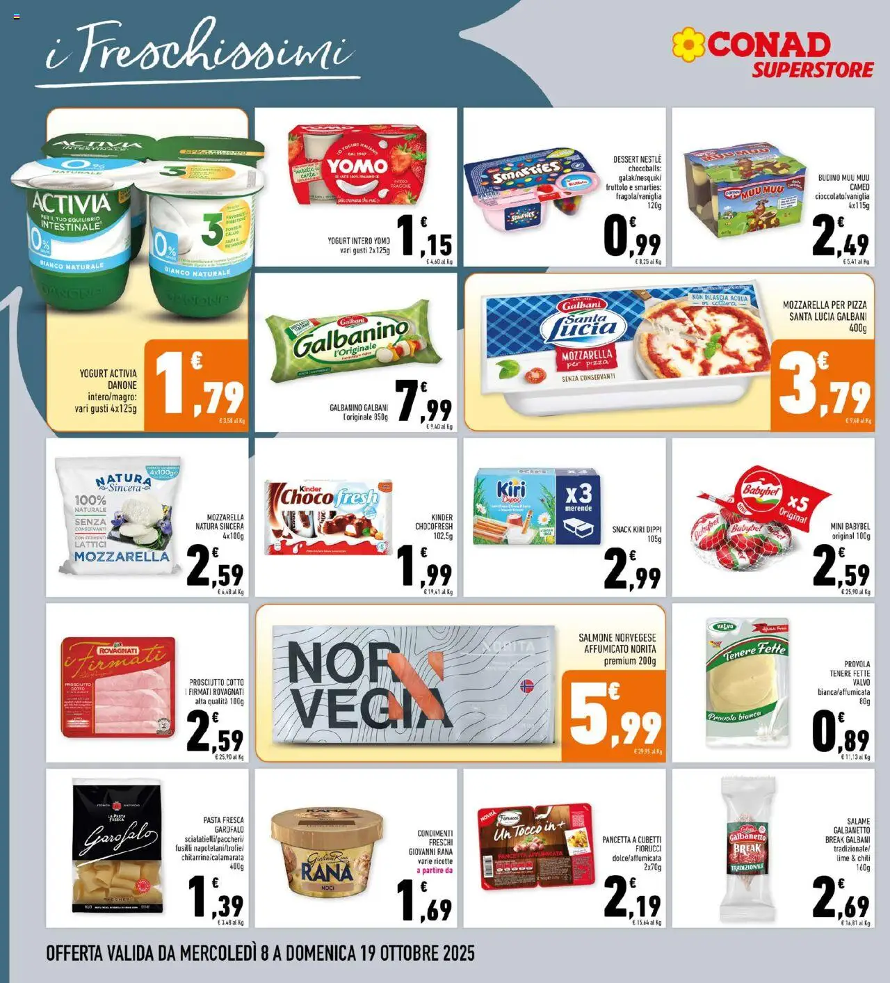 Volantino Conad del 08.10.2025 | Pagina: 14 | Prodotti: Prosciutto Cotto, Latte, Noci, Provola