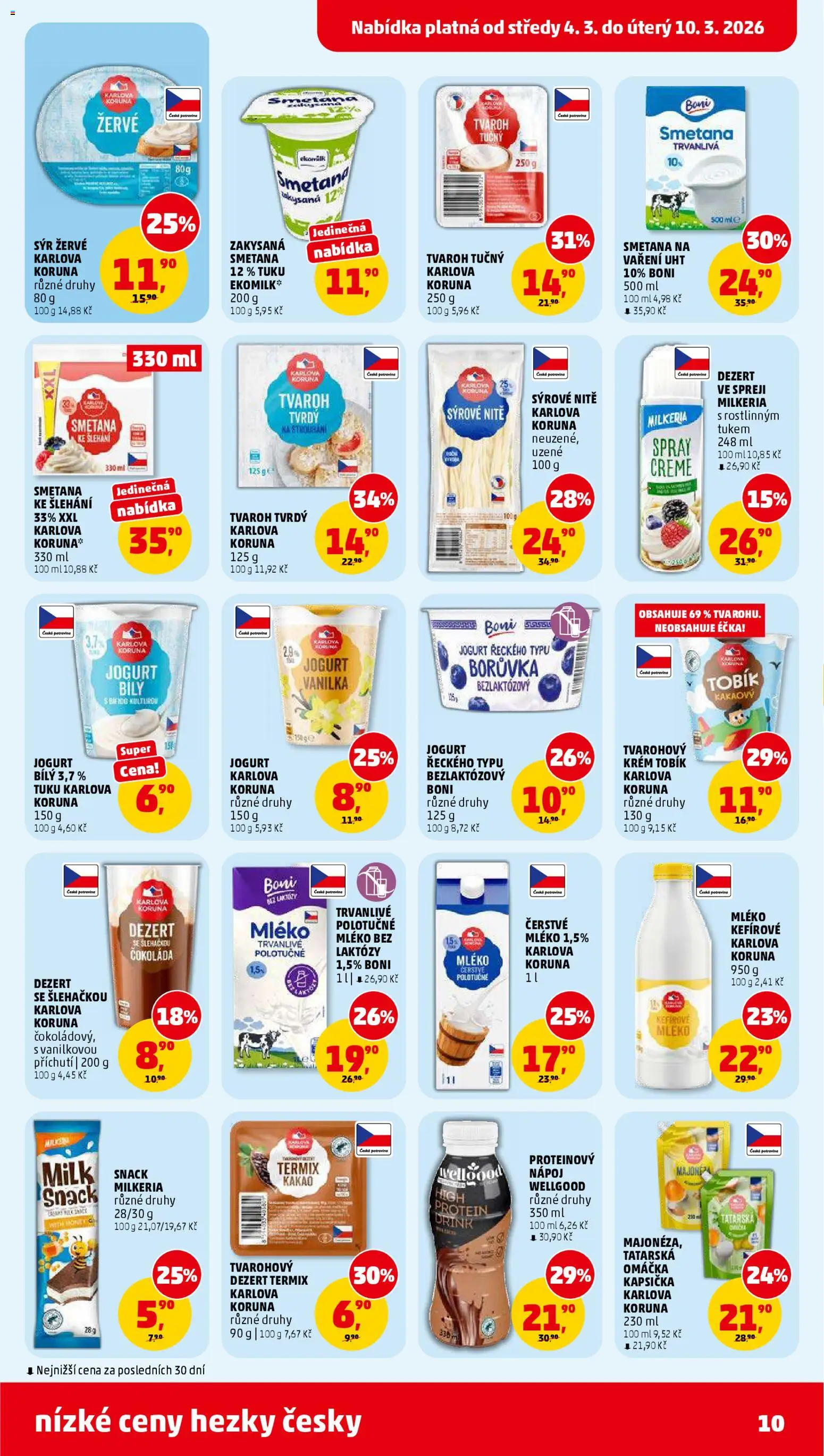 Penny Market leták od 04.03.2026 | Strana: 10 | Produkty: Mléko, Čokoláda, Zakysaná smetana, Protein
