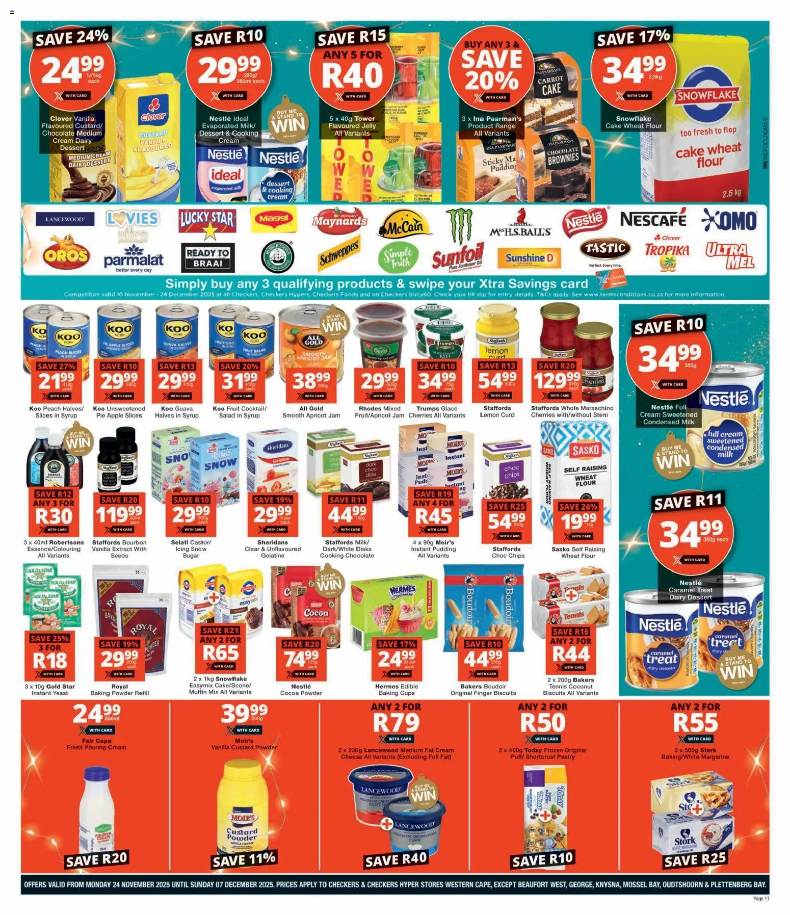 New Checkers catalogue – valid from 24.11.2025 | Page: 11 | Products: Cake, Oil, Syrup, Sugar