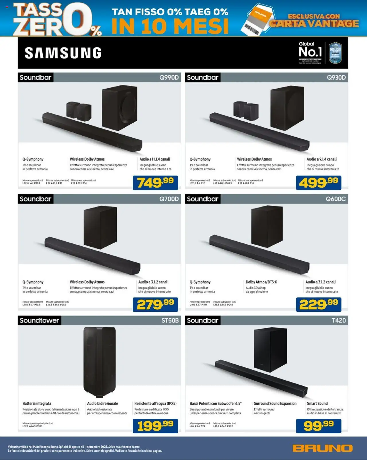 Volantino BRUNO del 21.08.2025 | Pagina: 47 | Prodotti: Top, Audio, Speaker, Samsung
