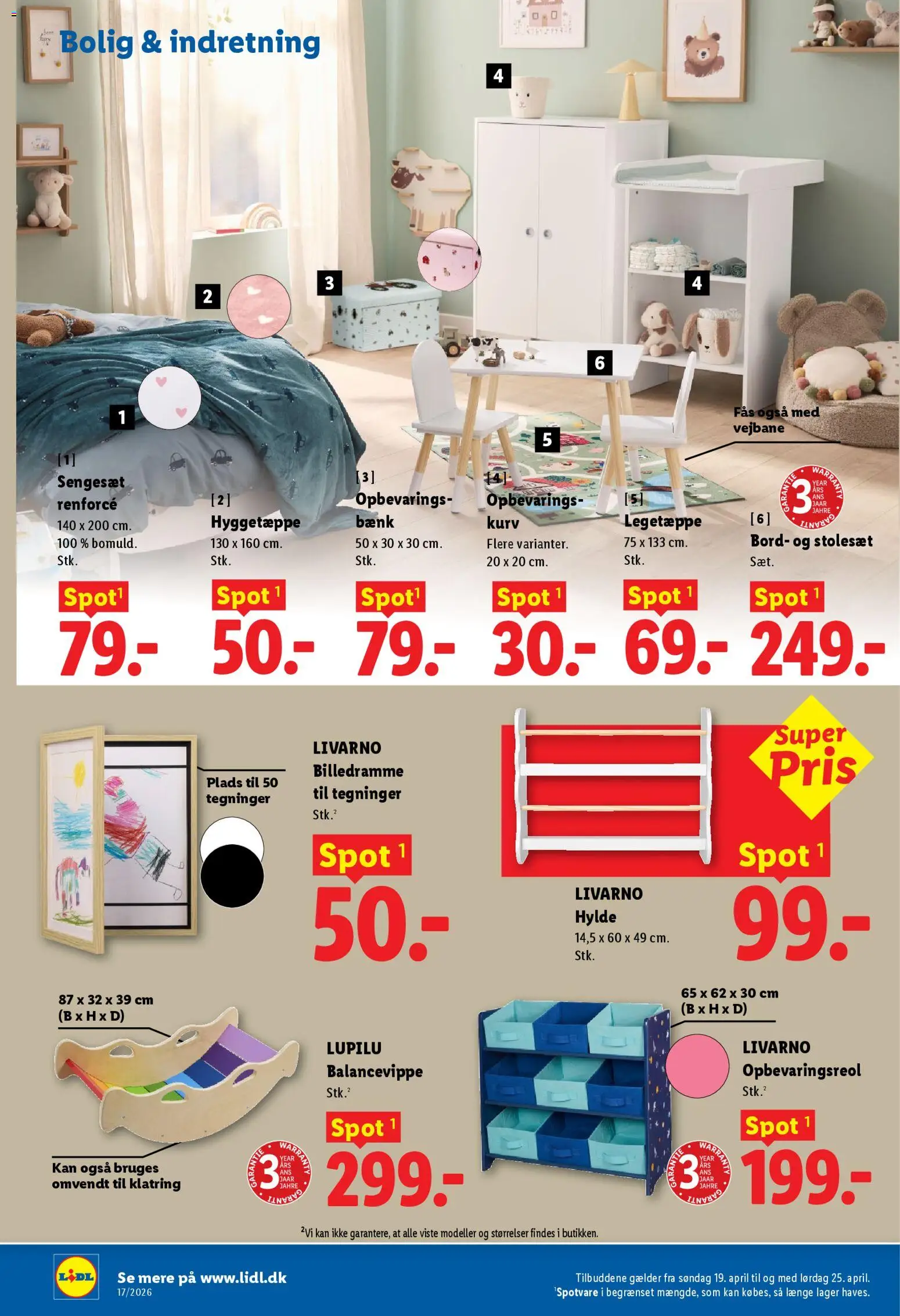 Lidl tilbudsavis – gyldig fra 19.04.2026 | Side: 18 | Produkter: Bord, Sengesæt, Bænk, Billedramme