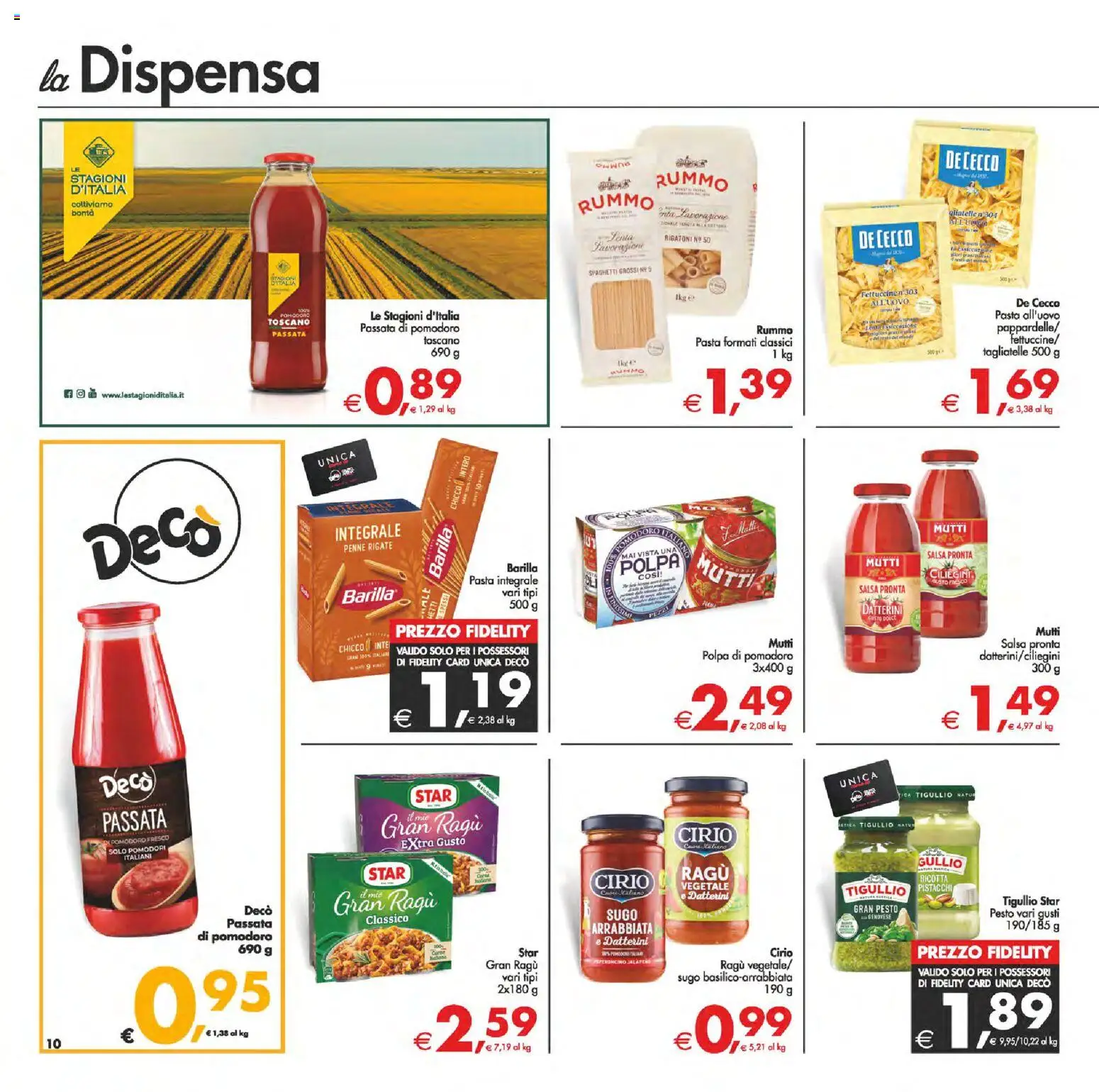 Volantino Decò del 24.02.2026 | Pagina: 10 | Prodotti: Pomodoro, Pomodori, Ragú, Sugo