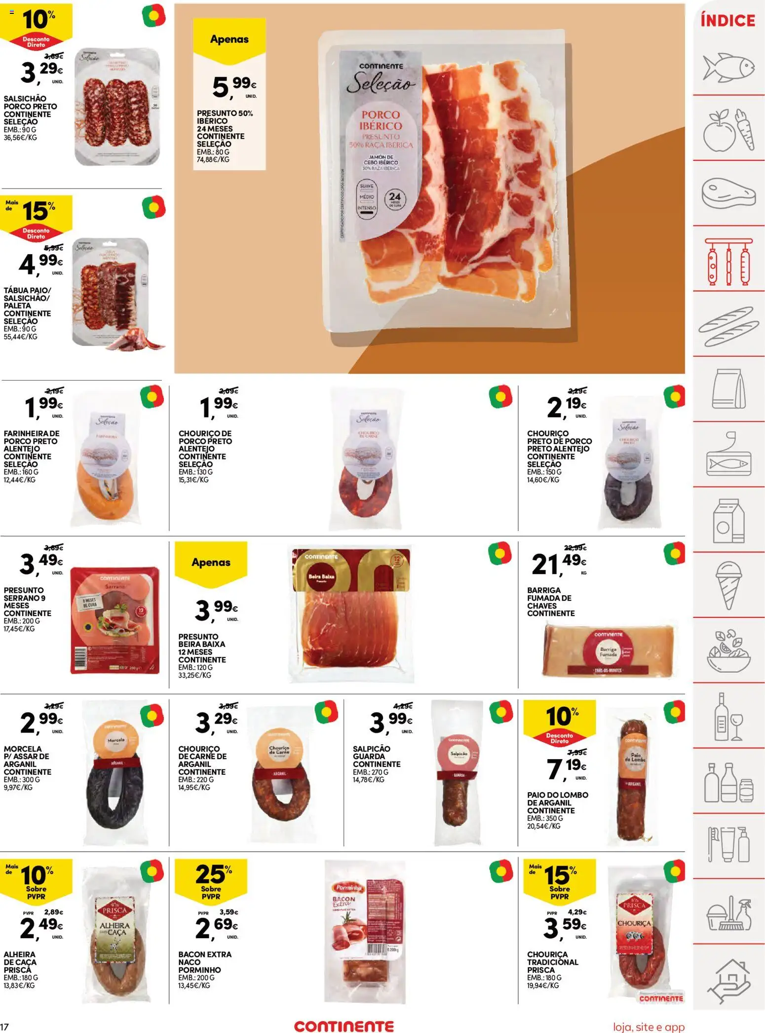 Continente Semanal Continente Bom Dia │ válido de 24.03.2026 | Página: 17 | Produtos: Salpicão, Lombo, Carne, Alheira