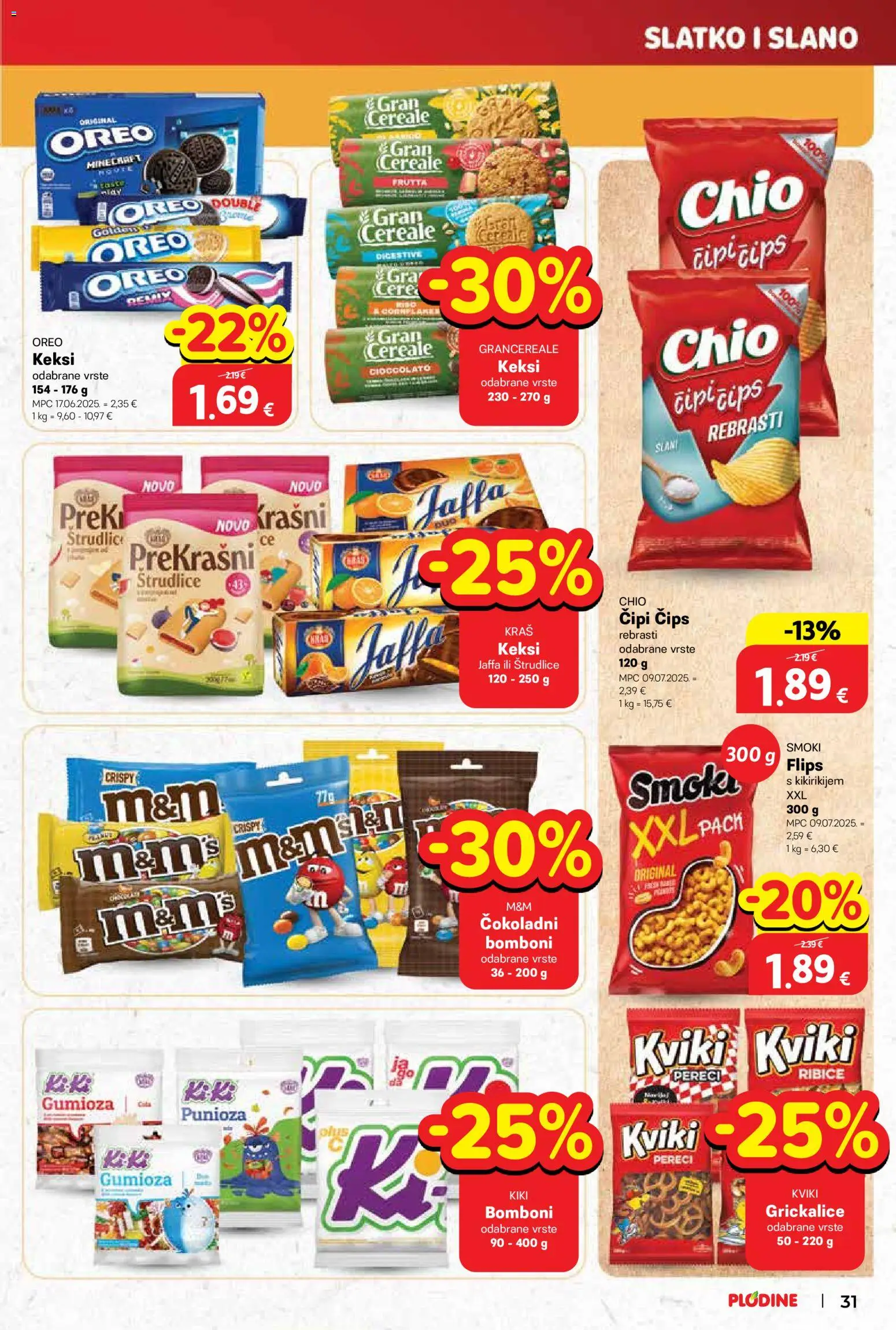Plodine katalog | vrijedi od 29.10.2025 | Stranica: 31 | Proizvodi: Flips, Keksi, Bomboni, Čips