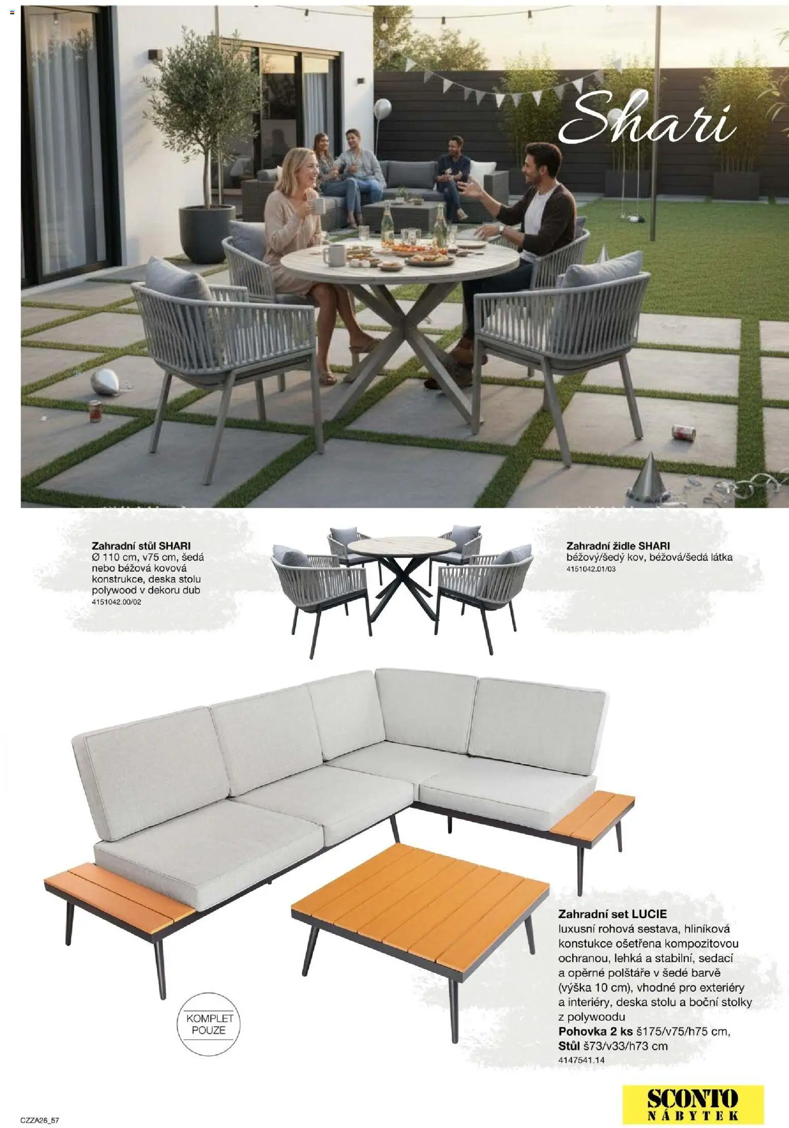 Sconto nábytek katalog - Zahradní speciál od 01.01.2026 | Strana: 57 | Produkty: Polštáře, Pohovka, Stůl, Zahradní židle