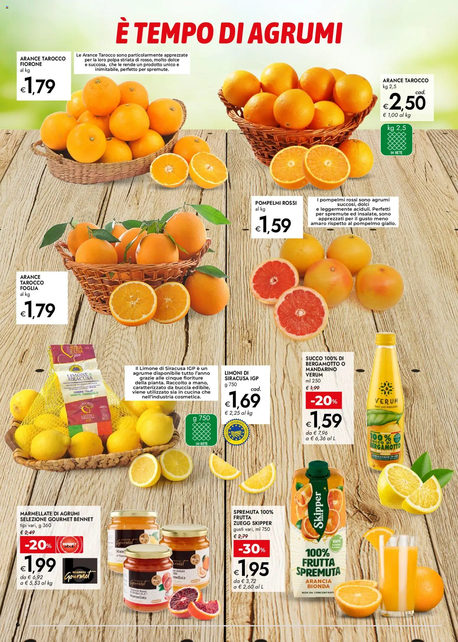 Volantino bennet del 15.01.2026 | Pagina: 6 | Prodotti: Succo, Arance, Pompelmo, Frutta