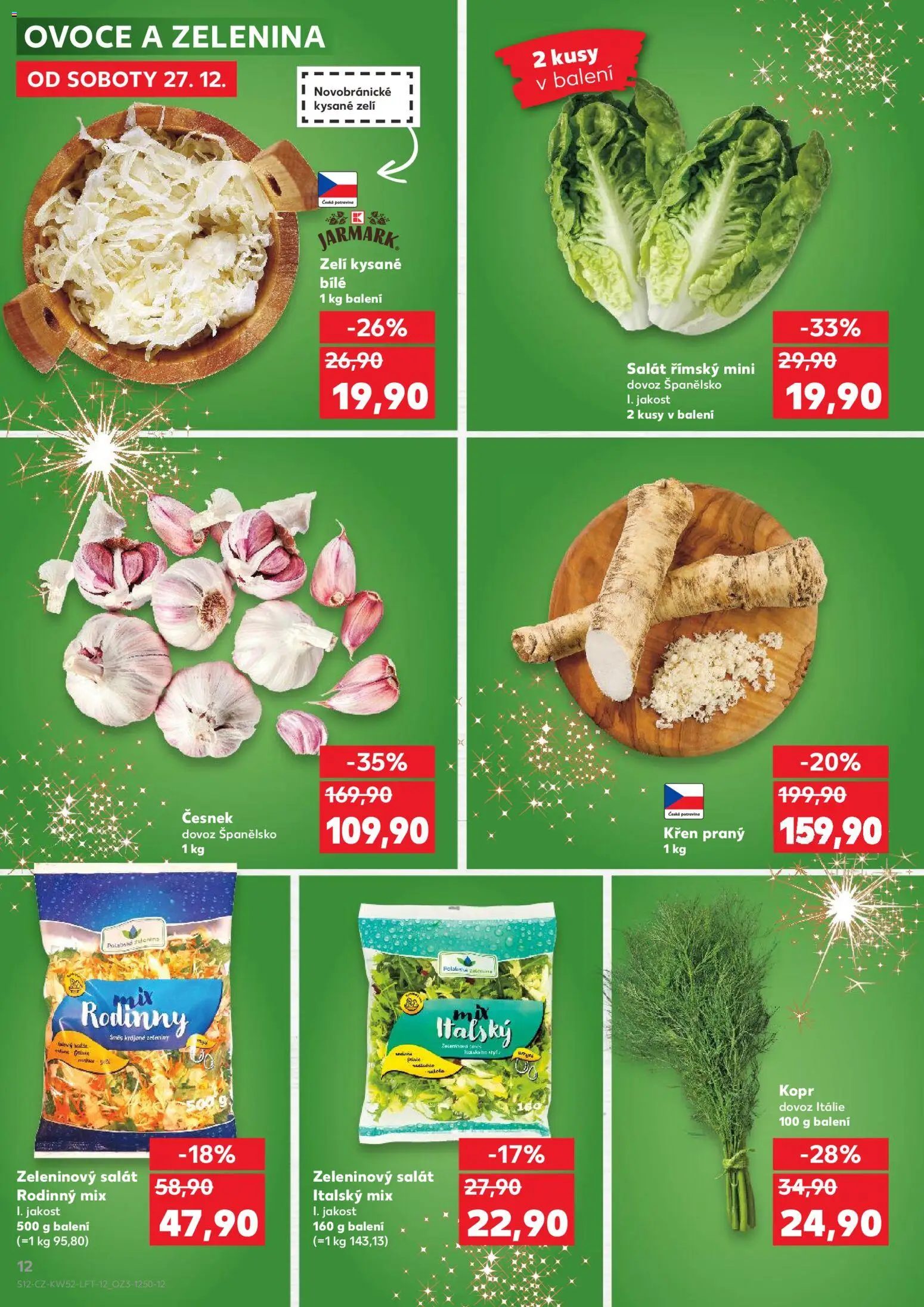 Kaufland leták - Brno od 27.12.2025 | Strana: 12 | Produkty: Ovoce a zelenina, Kopr, Česnek, Kysané zelí