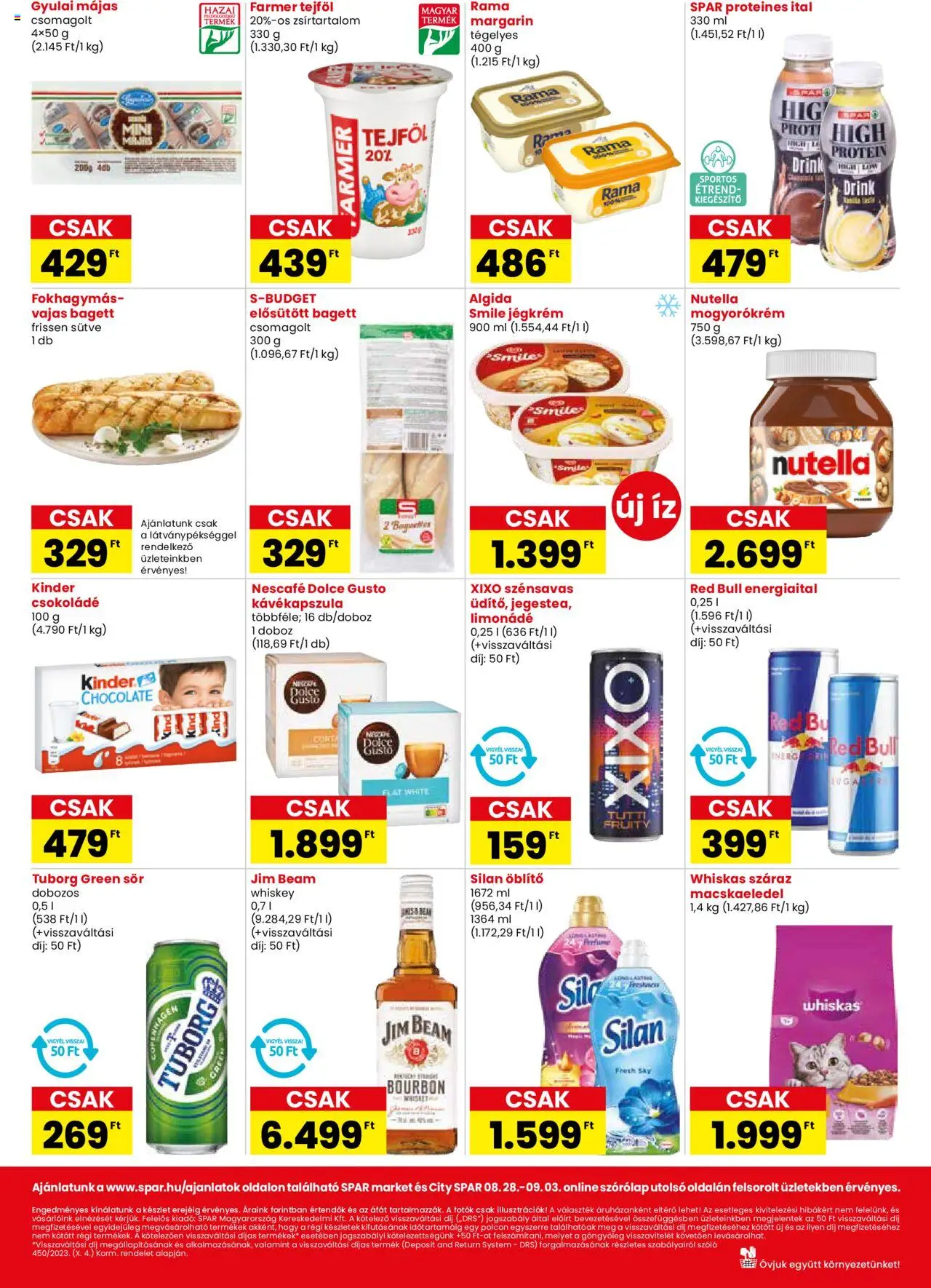 Spar akciós ujság - amely érvényes a következő dátumtól: 28.08.2025 | Oldal: 2 | Termékek: Energiaital, Macskaeledel, Rama, Sör