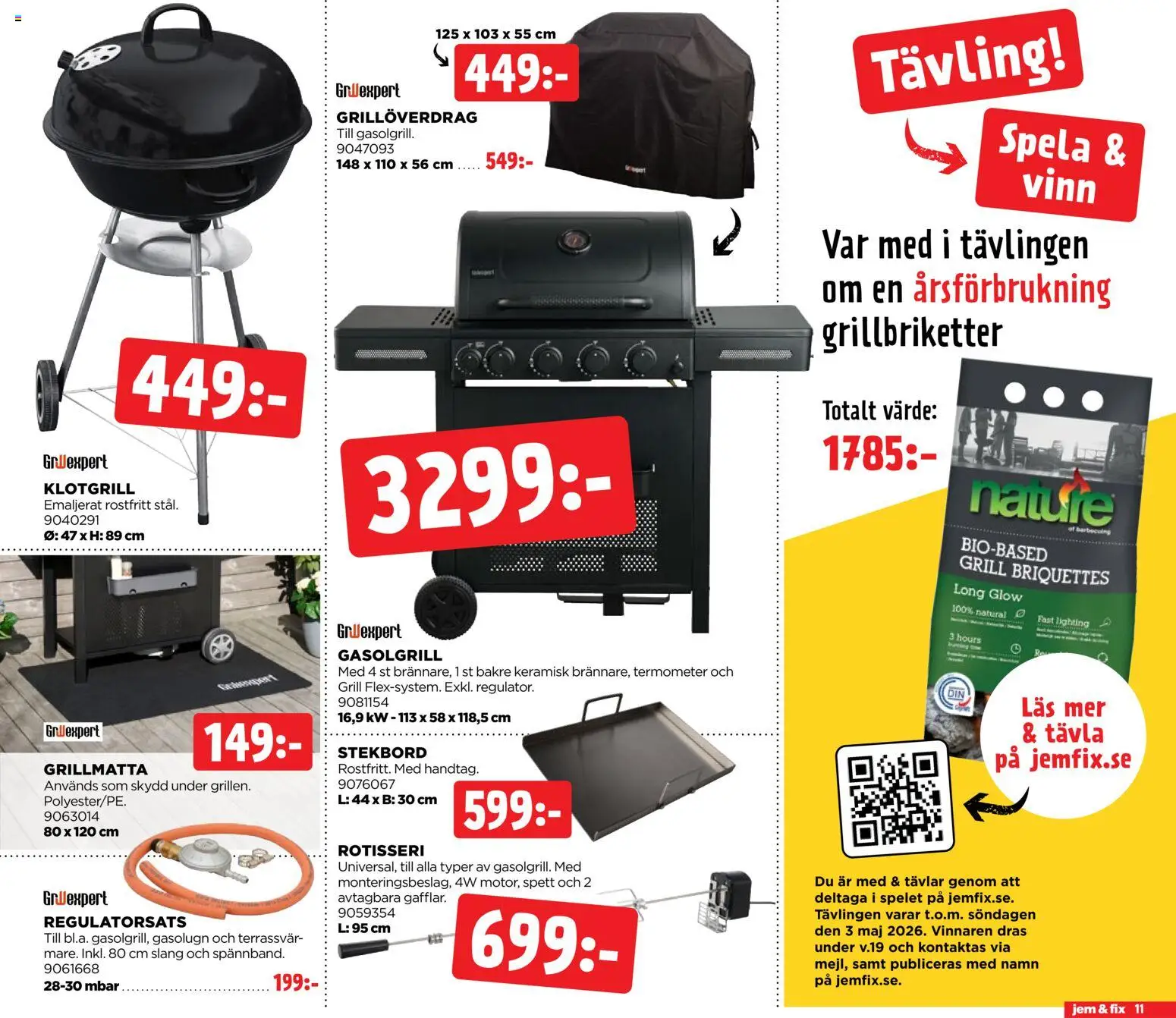 Jem & Fix reklamblad aktuell från 24.04.2026 | Sida: 11 | Produkter: Grill, Termometer, Gasolgrill