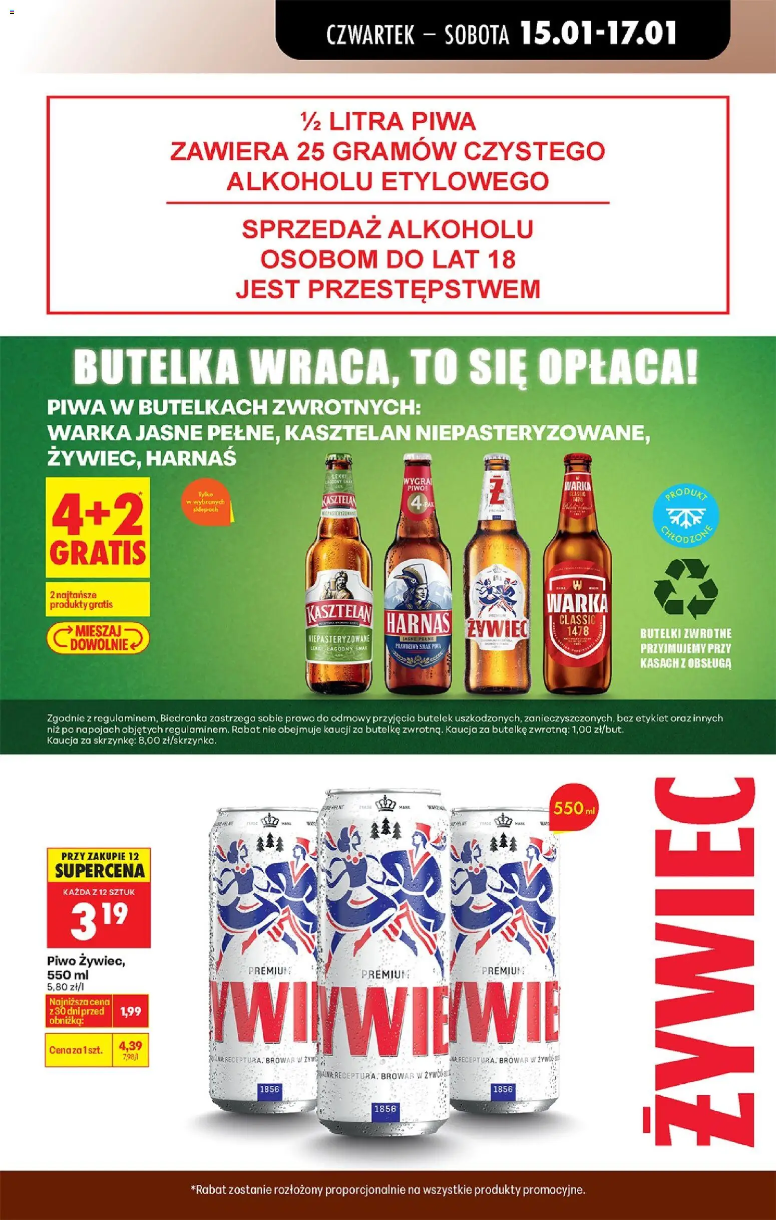 Biedronka gazetka - Oferta w tym tygodniu od 15.01.2026 | Strona: 63 | Produkty: Warka, Piwo Warka, Harnaś, Piwo