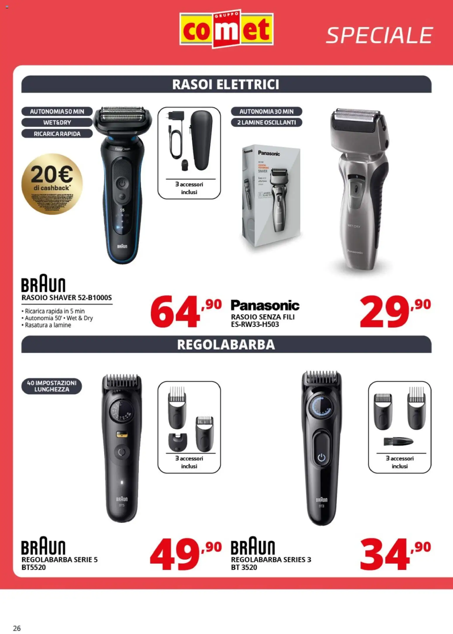 Volantino Comet del 31.10.2025 | Pagina: 26 | Prodotti: Rasoio, Regolabarba