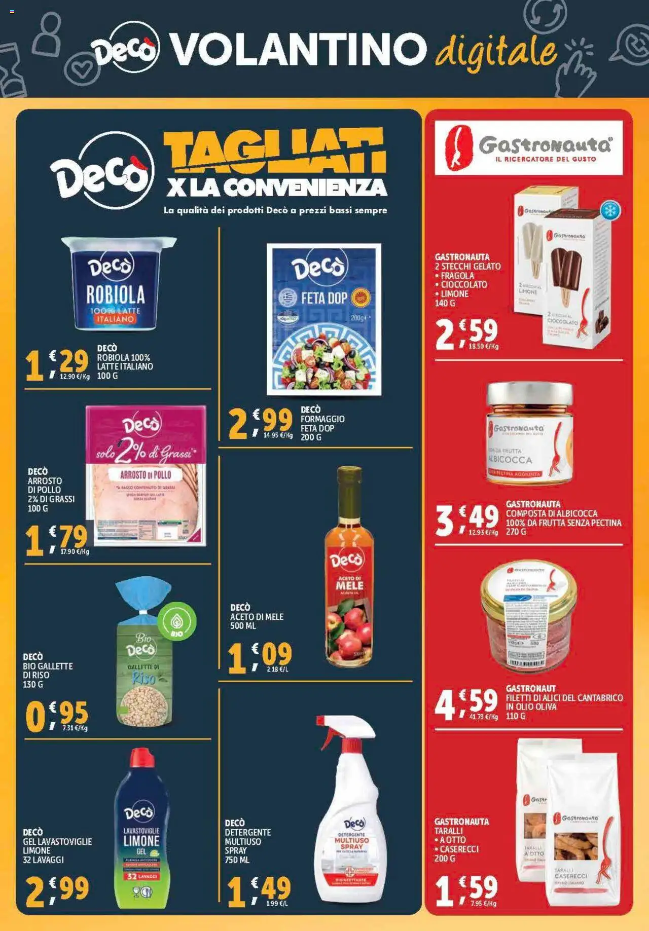 Volantino Decò del 21.08.2025 | Pagina: 33 | Prodotti: Cioccolato, Detergente, Aceto di mele, Taralli
