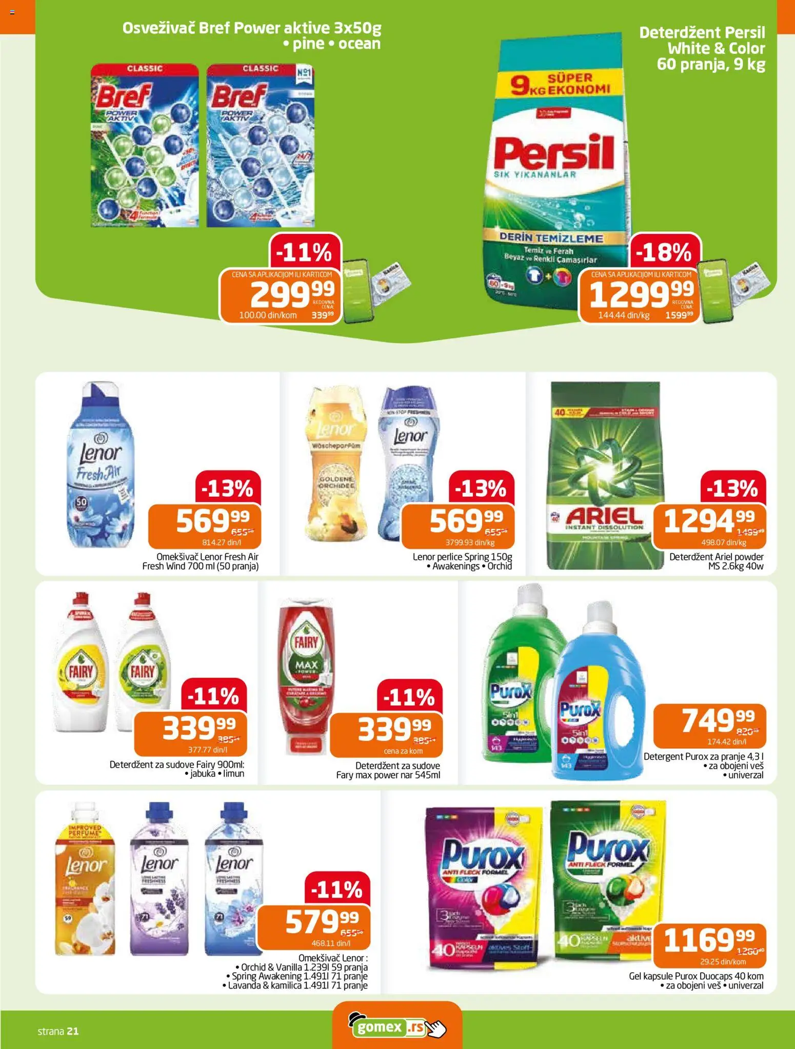Gomex katalog - važi od 19.11.2025 | Strana: 21 | Proizvode: Deterdžent, Bref, Ariel, Kapsule