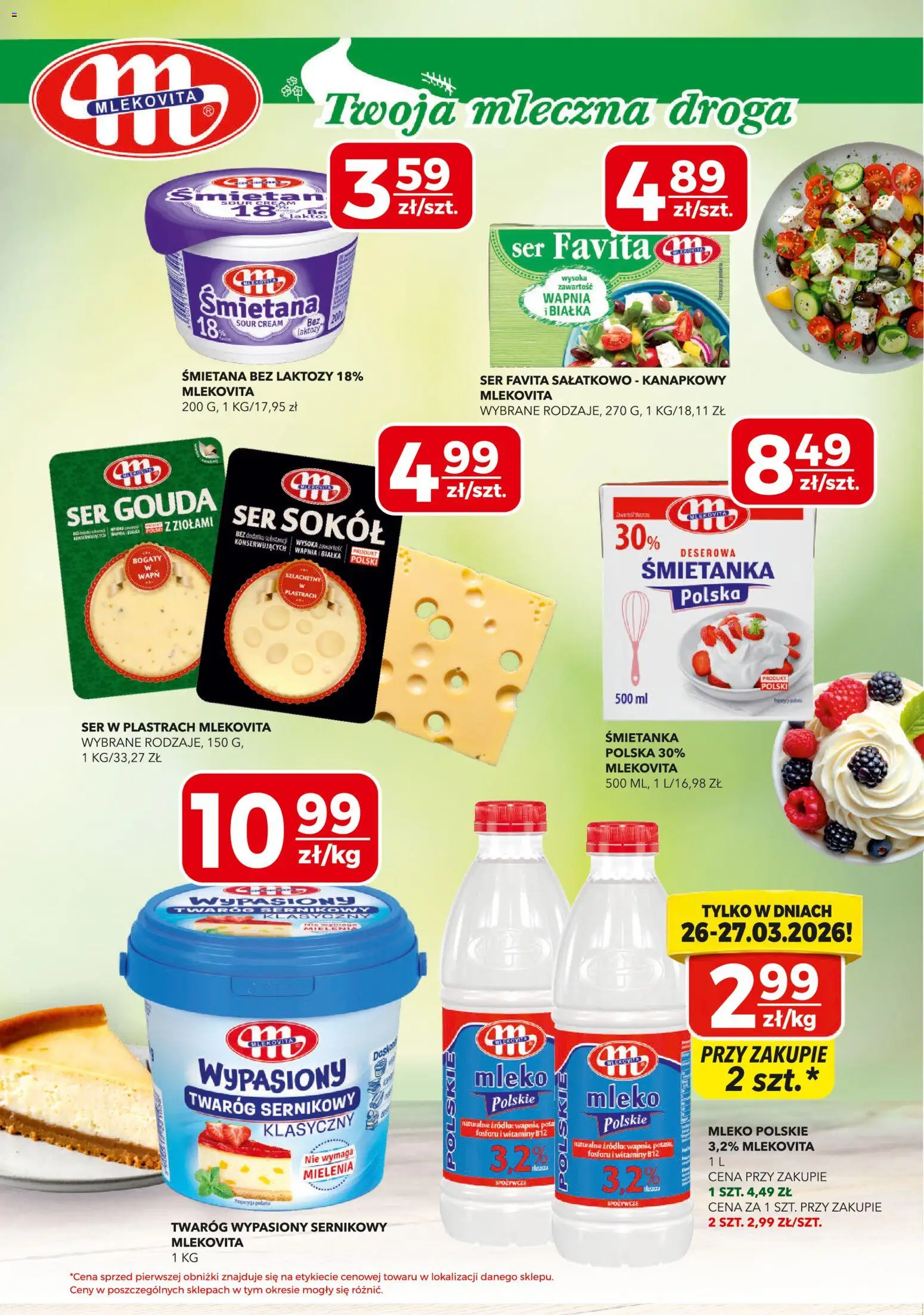 Top Market gazetka od 26.03.2026 | Strona: 3 | Produkty: Mleko, Śmietana, Twaróg, Ser gouda