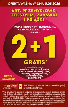 Pogląd oferty "ART. PRZEMYSŁOWE, TEKSTYLIA, ZABAWKI I KSIĄŻKI, Produkty przemysłowe, tekstylia, zabawki i książki w promocji 2+1 gratis." - ważna od 05.03.2026 | Strona: 4