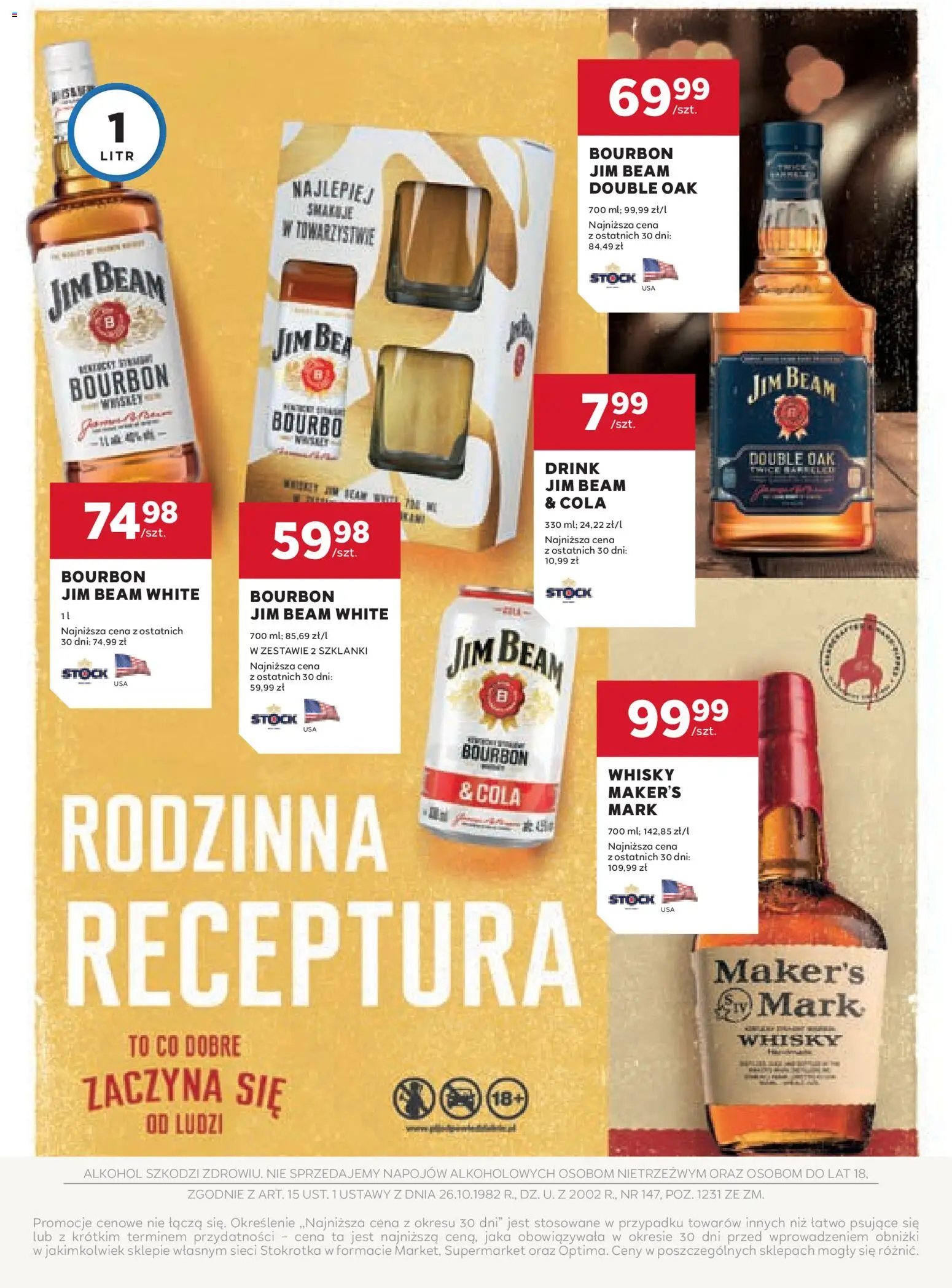 Stokrotka Gazetka - Oferta alkoholowa od 04.12.2025 | Strona: 16 | Produkty: Jim Beam, Stokrotka, Alkohol, Whisky
