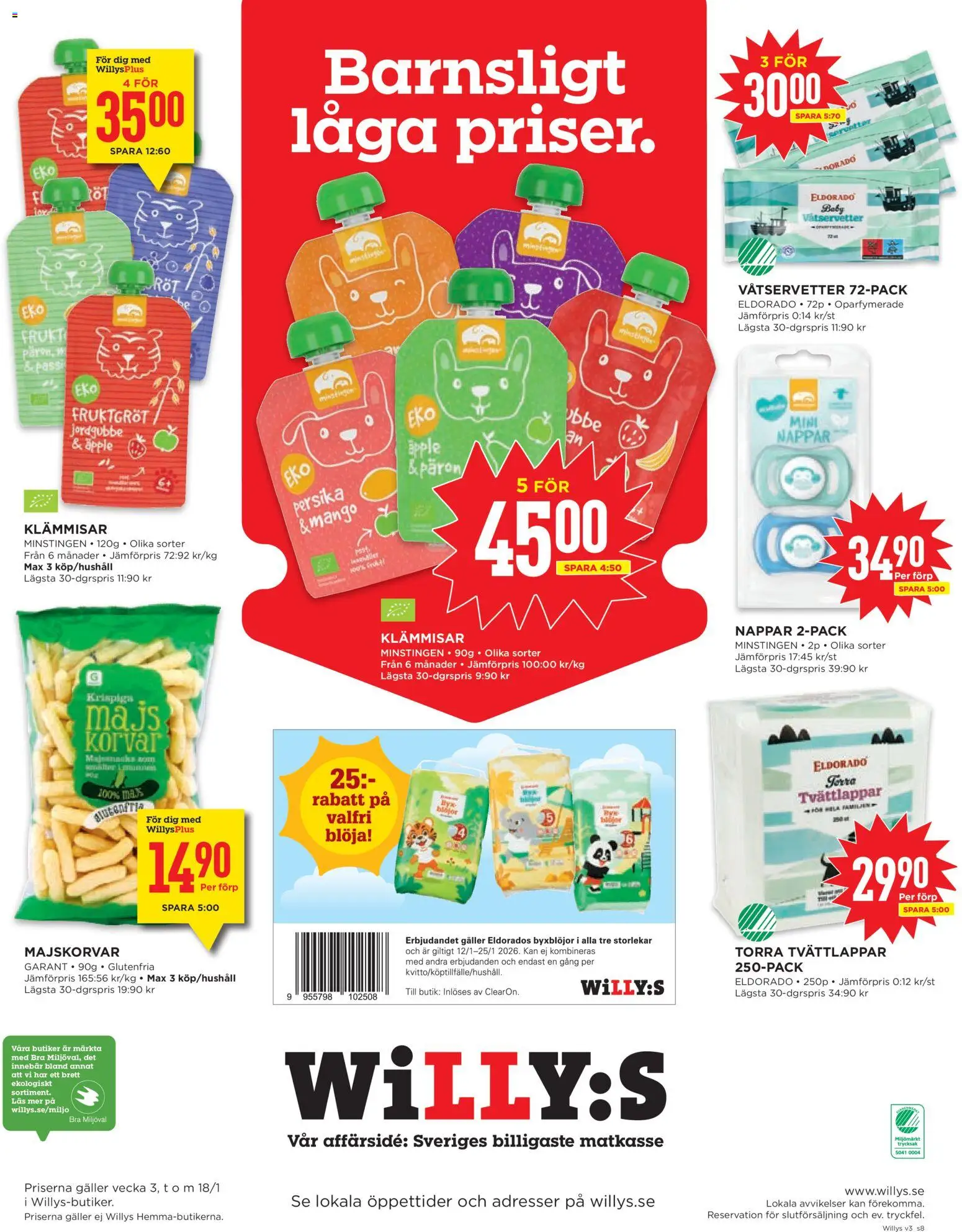 Willys reklamblad aktuell från 12.01.2026 | Sida: 8 | Produkter: Galler, Äpple, Persika, Mango