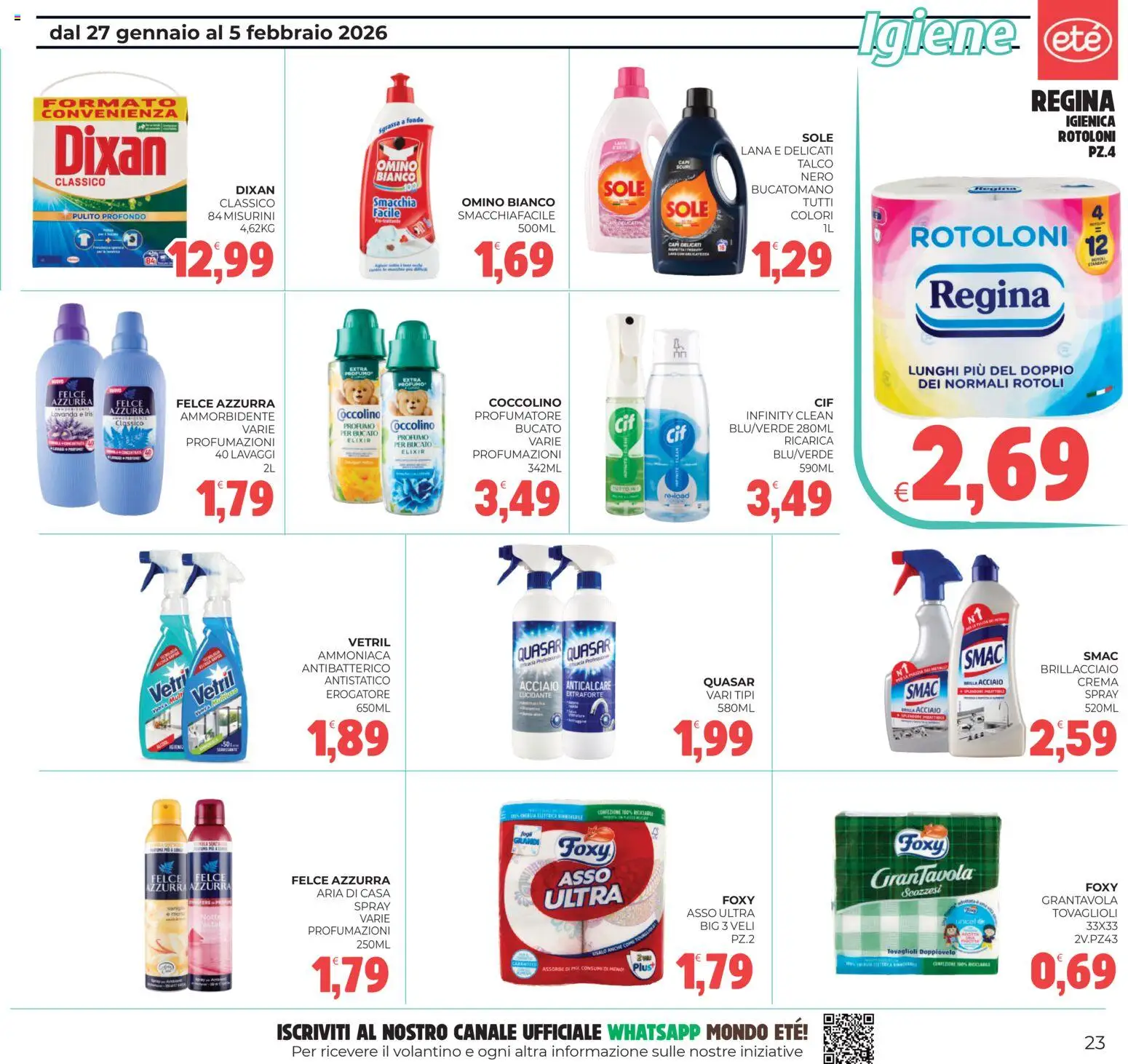 Volantino Eté del 27.01.2026 | Pagina: 23 | Prodotti: Ammorbidente, Anticalcare, Lavanda, Profumo