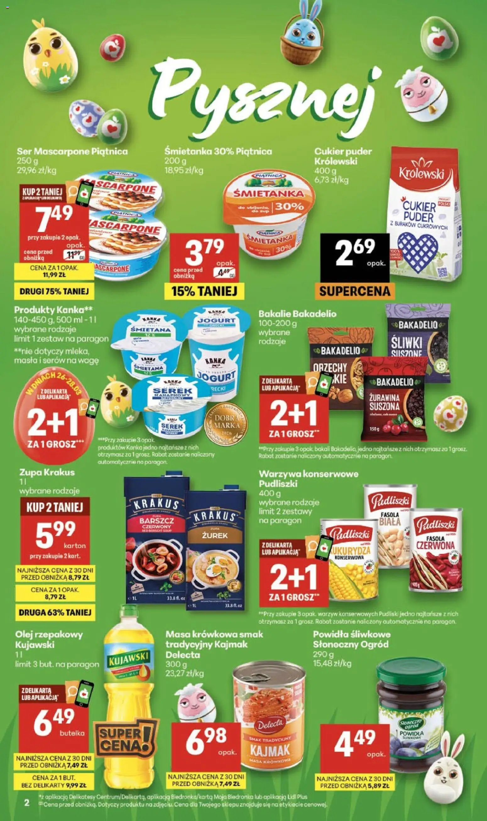 Delikatesy Centrum gazetka od 26.03.2026 | Strona: 2 | Produkty: Olej rzepakowy, Żurawina, Kajmak, Mascarpone