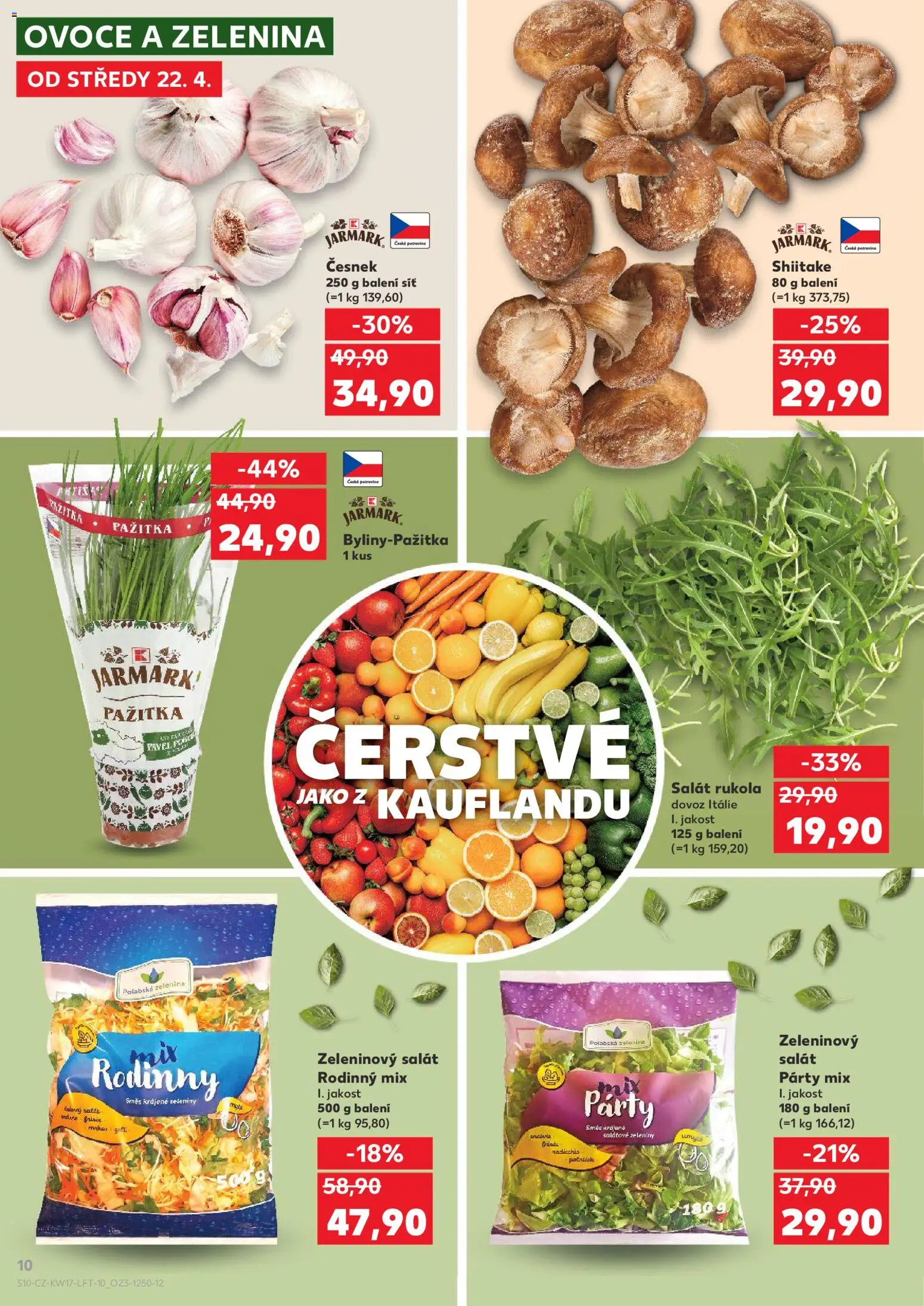 Kaufland leták - Plzeň Bory od 22.04.2026 | Strana: 10 | Produkty: Síť, Zelenina, Party mix, Česnek