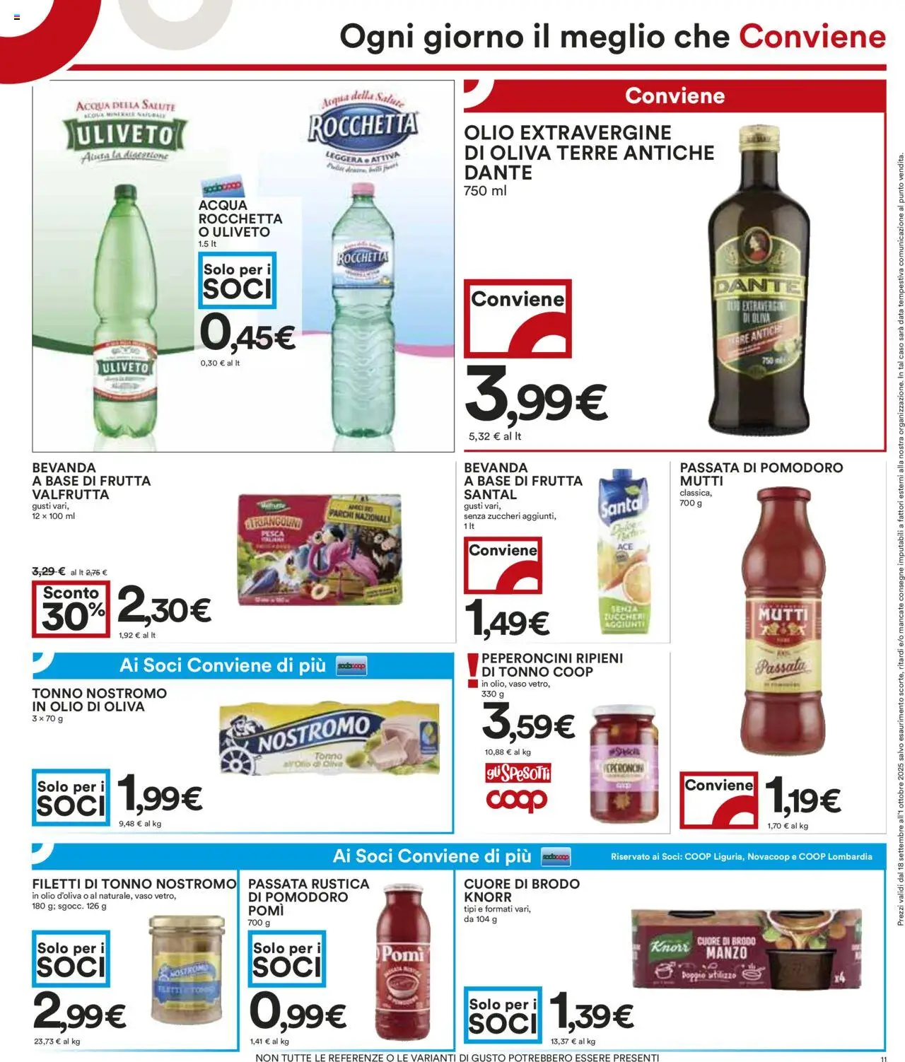 Volantino COOP del 18.09.2025 | Pagina: 11 | Prodotti: Frutta, Pomodoro, Passata di pomodoro, Tonno