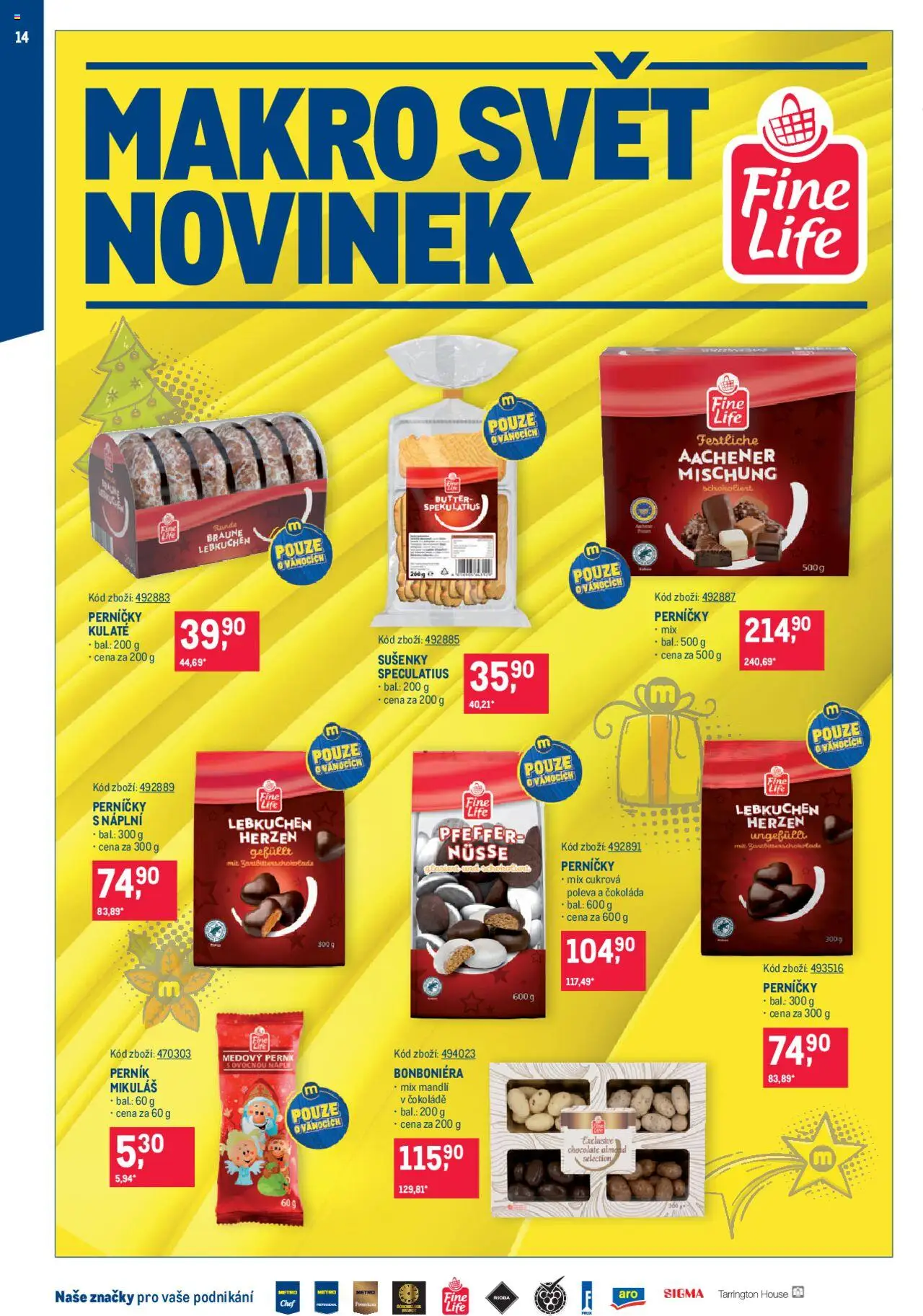 Makro leták - Mikulášské čokolády od 08.10.2025 | Strana: 14 | Produkty: Čokoláda, Perník, Perníčky, Sušenky
