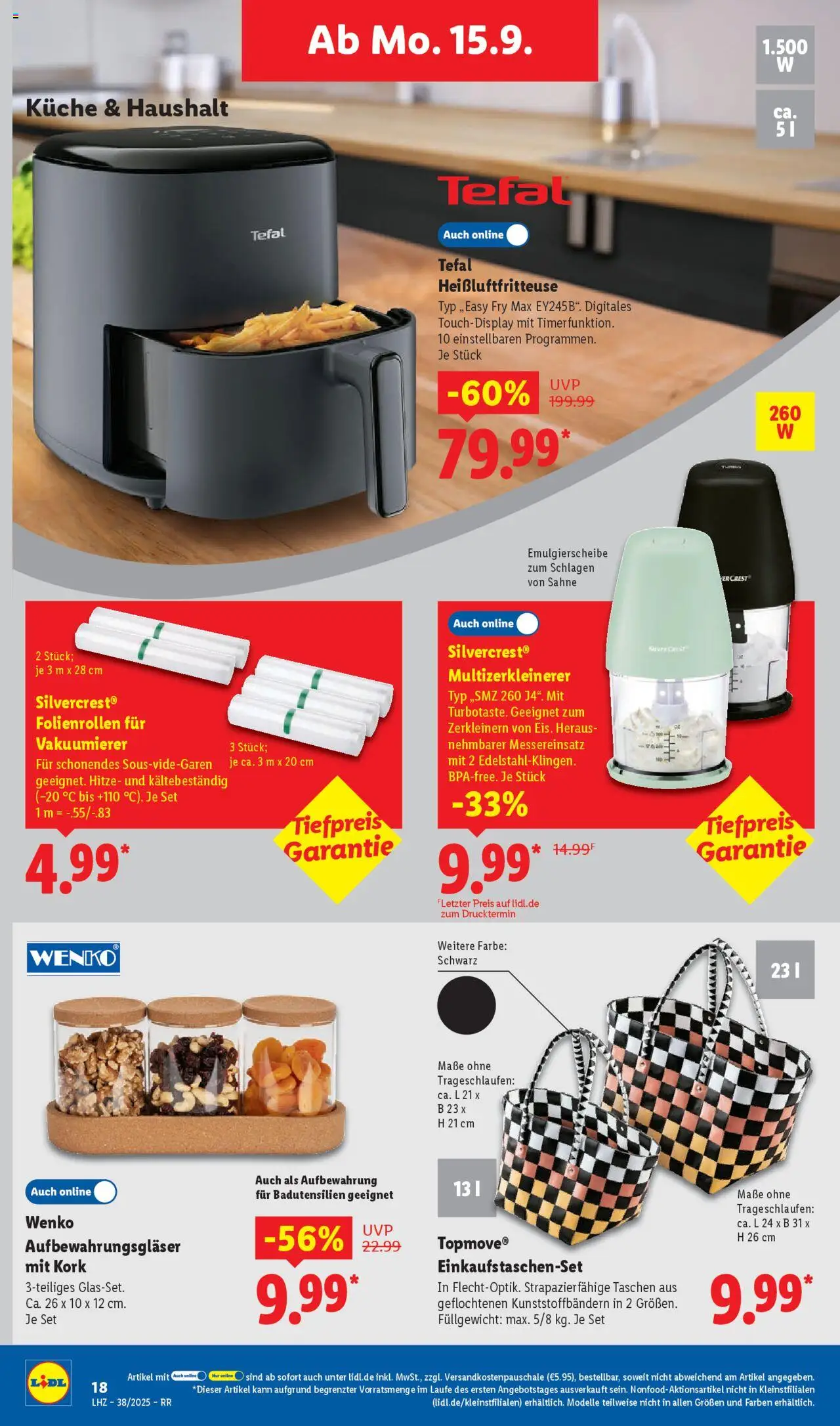 Lidl Prospekt Düsseldorf – gültig ab 15.09.2025 | Seite: 30 | Produkte: Vakuumierer, Küche, Heißluftfritteuse, Sahne