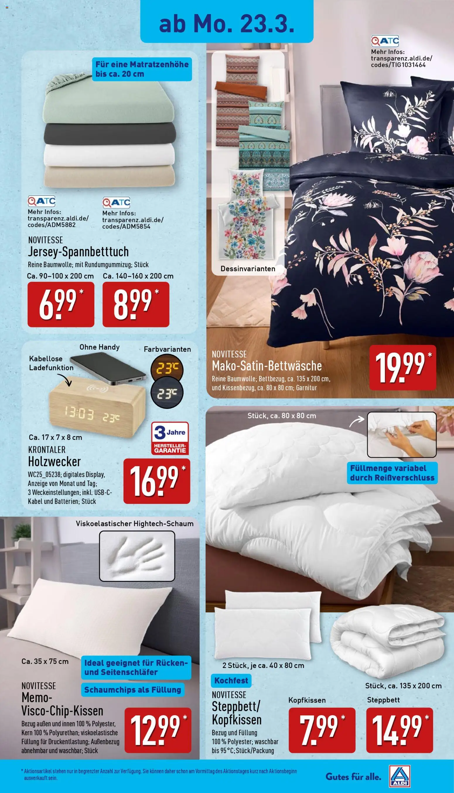 Aldi Ausblick – gültig ab 23.03.2026 | Seite: 6 | Produkte: Kabel, Kopfkissen