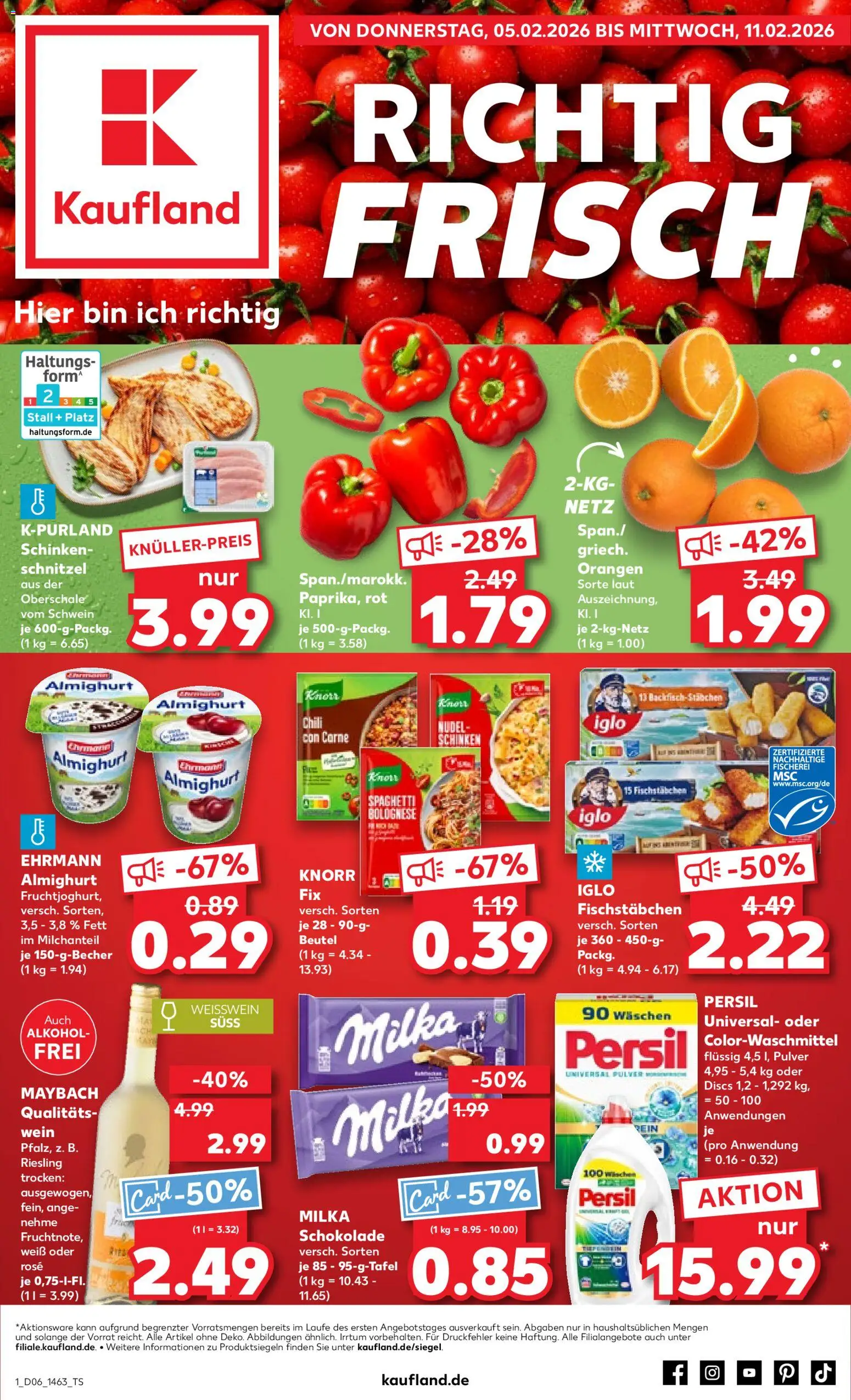 Kaufland prospekt Stuttgart	 – gültig ab 05.02.2026 | Seite: 1 | Produkte: Knorr, Schnitzel, Fischstabchen, Schinken