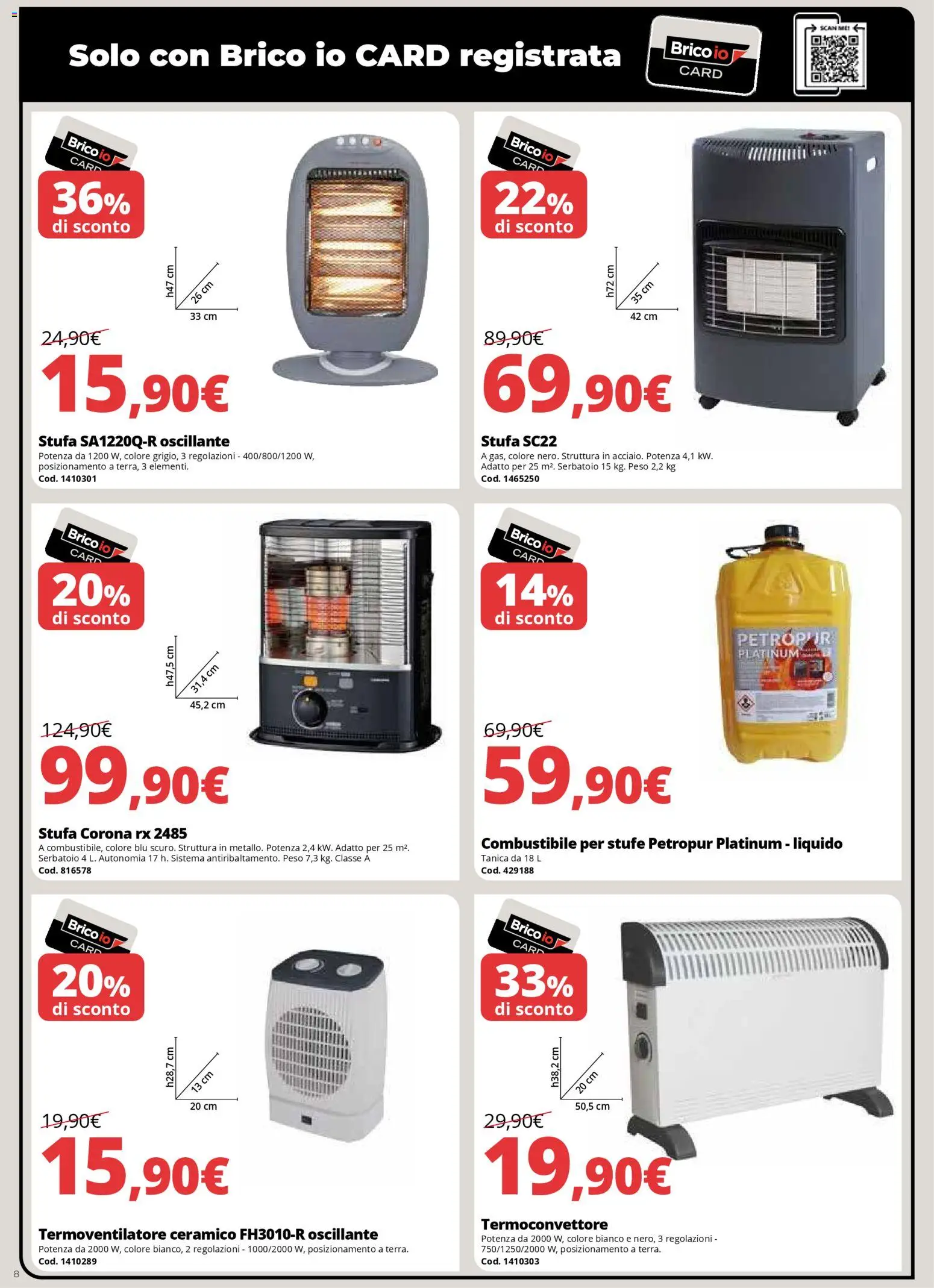 Volantino Brico io del 08.01.2026 | Pagina: 8 | Prodotti: Stufa, Tanica