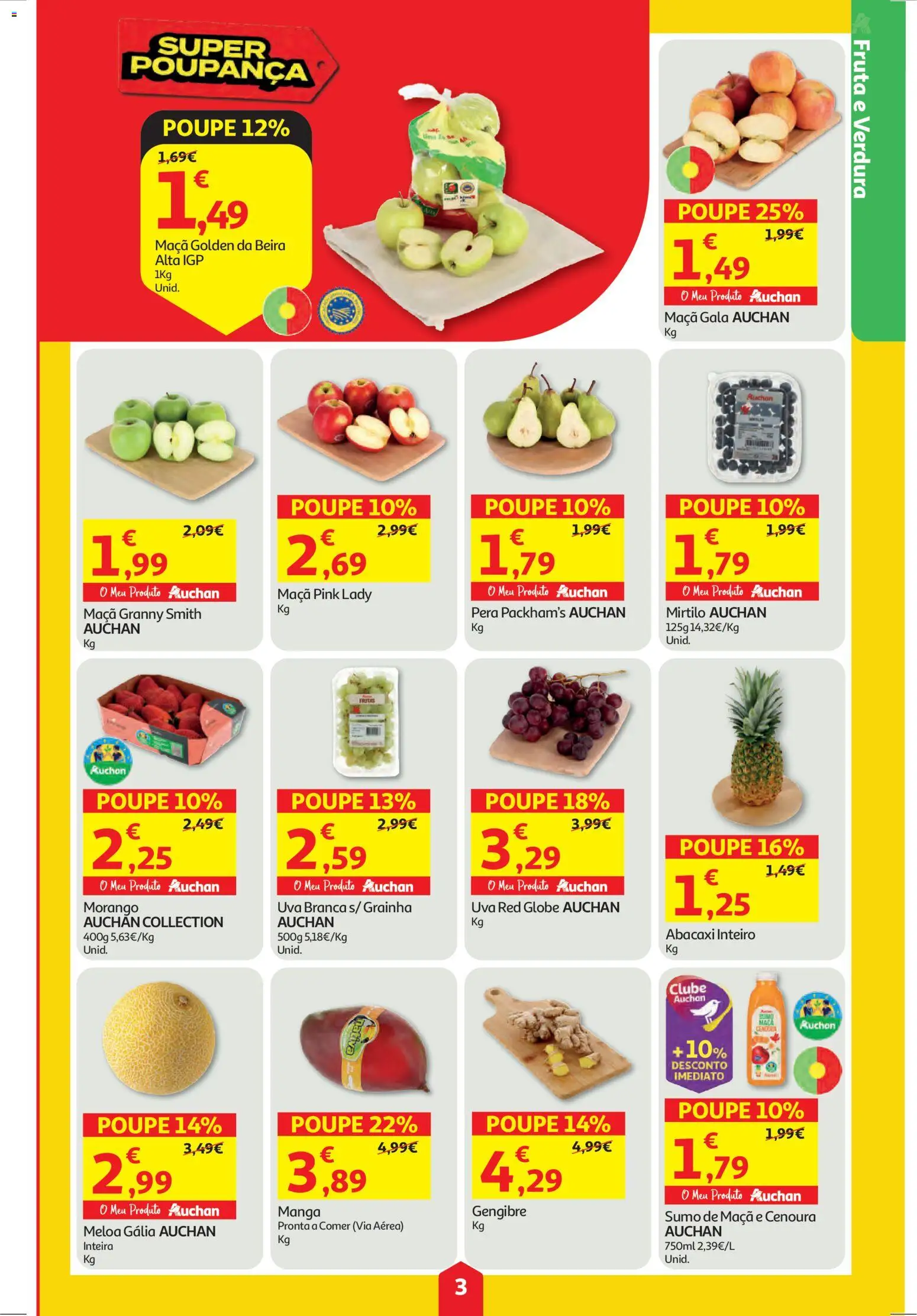 Auchan folheto │ válido de 30.04.2026 | Página: 3 | Produtos: Maça, Sumo, Abacaxi, Cenoura
