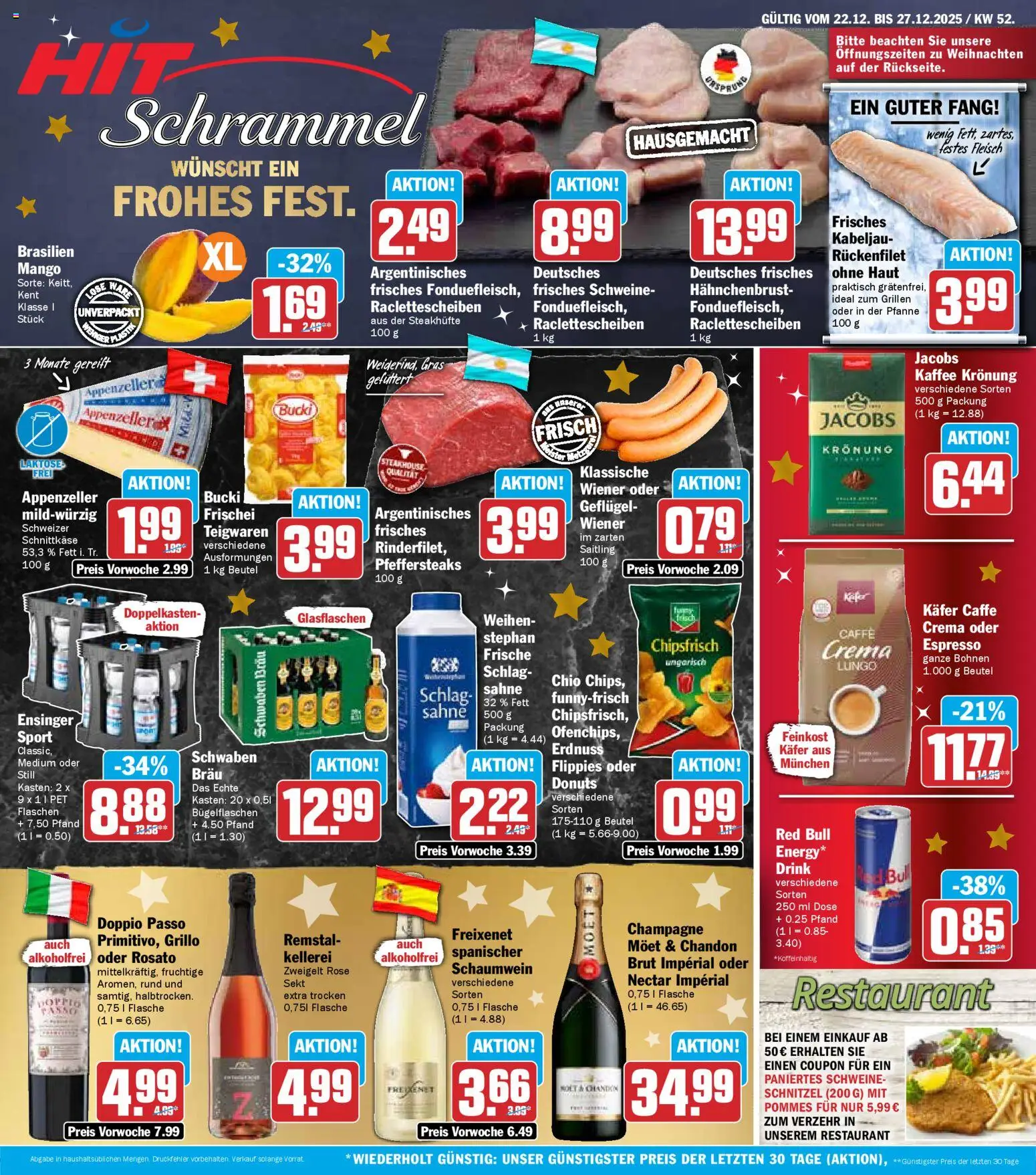 HIT Prospekt Baden-Württemberg – gültig ab 22.12.2025 | Seite: 1 | Produkte: Pommes, Schnitzel, Donuts, Fleisch