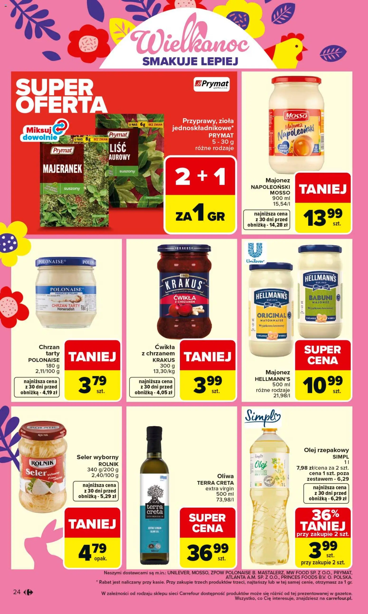 Carrefour gazetka od 16.03.2026 | Strona: 26 | Produkty: Olej rzepakowy, Majeranek, Chrzan, Majonez