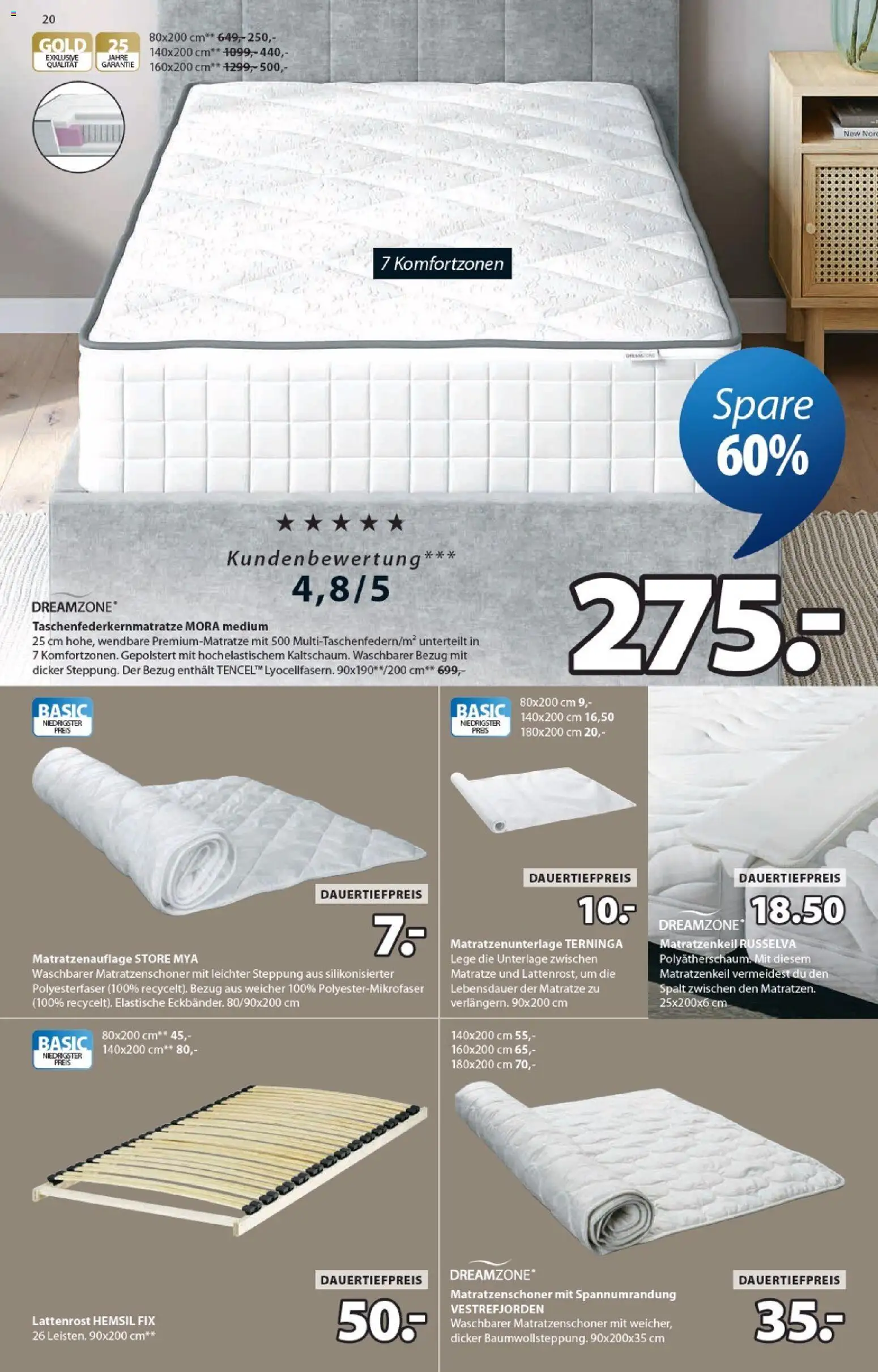 JYSK aktionen – gültig ab 28.04.2026 | Seite: 20 | Produkte: Matratze, Matratzenschoner, Lattenrost