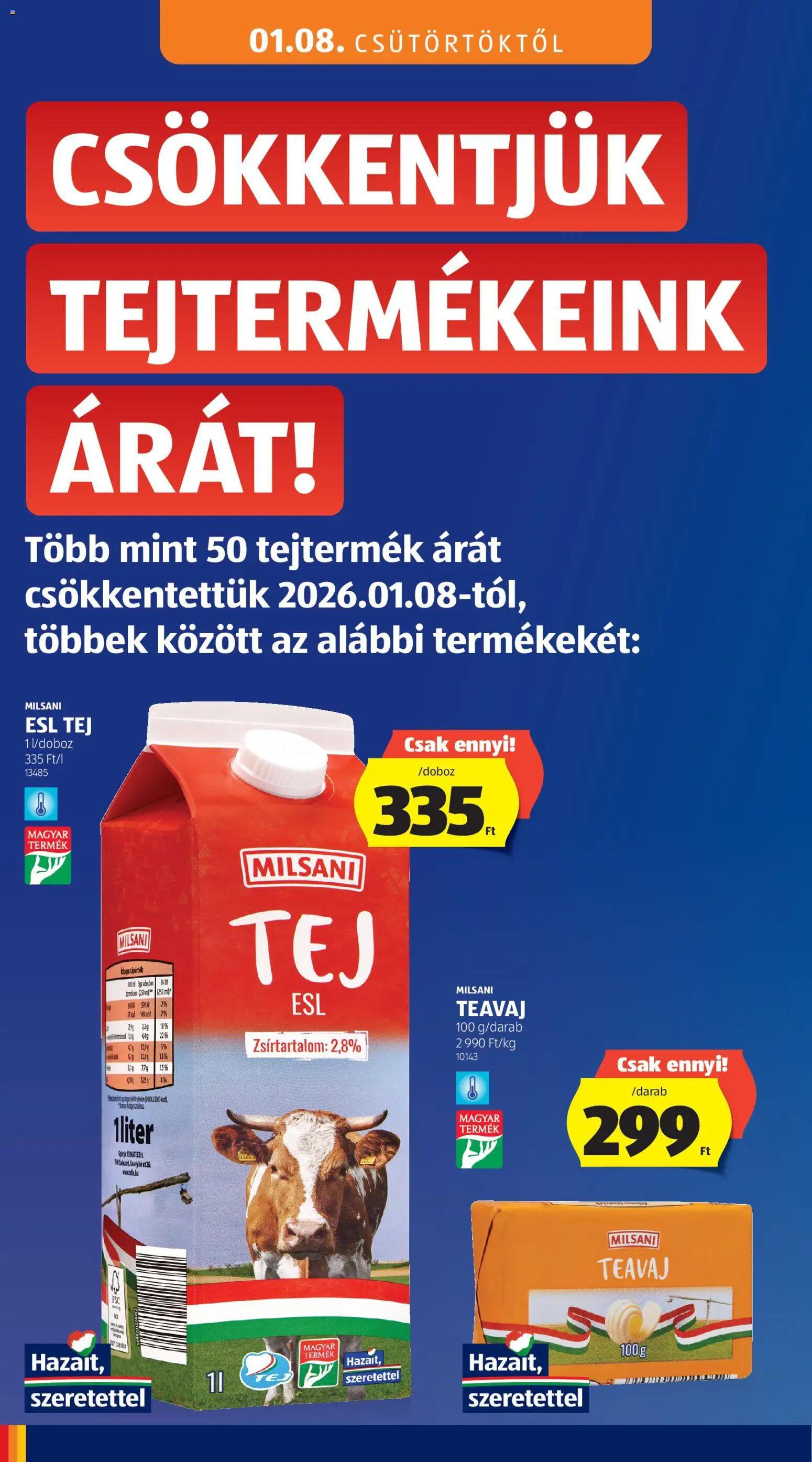 Aldi akciós ujság - amely érvényes a következő dátumtól: 15.01.2026 | Oldal: 4 | Termékek: Teavaj, Tej